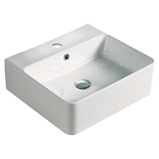 18.1-in. x 16.5-in. Rectangle Bathroom Vessel Sink White Enamel Glaze