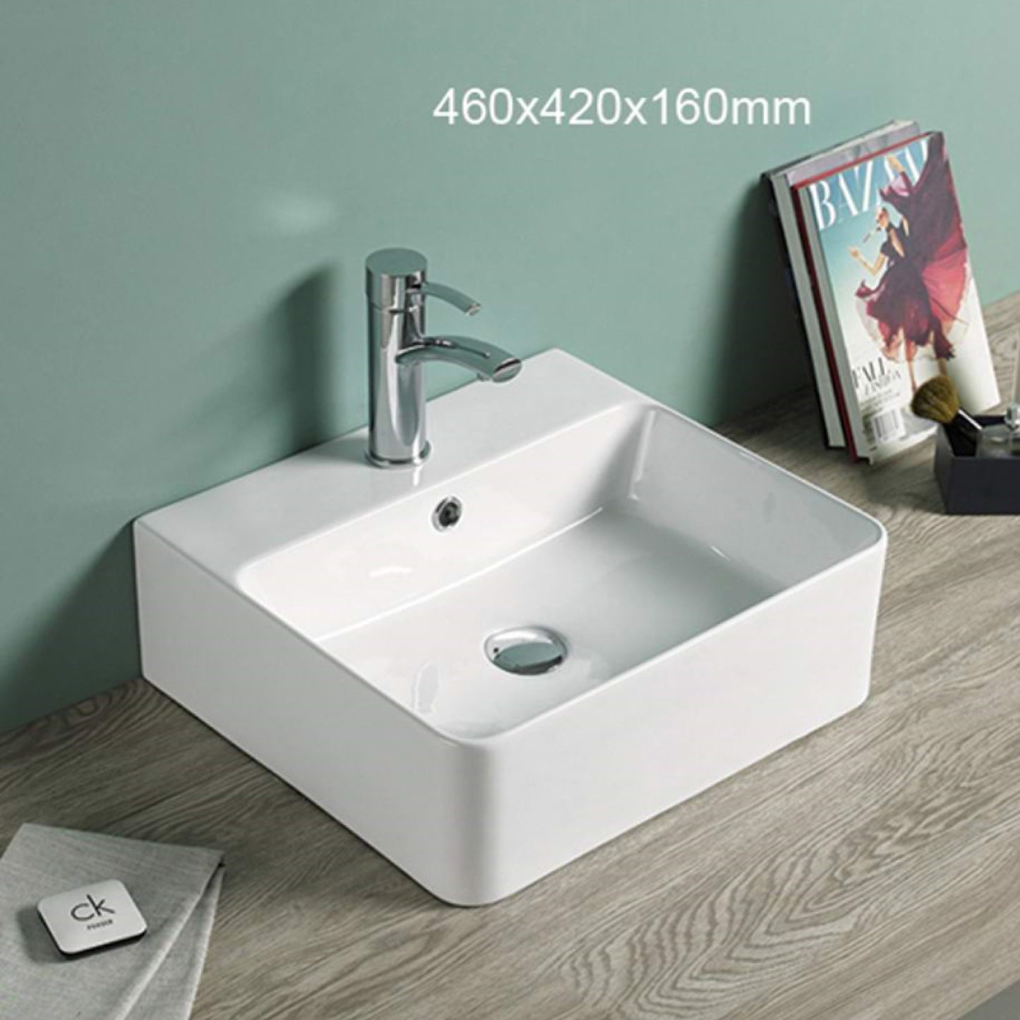 18.1-in. x 16.5-in. Rectangle Bathroom Vessel Sink White Enamel Glaze
