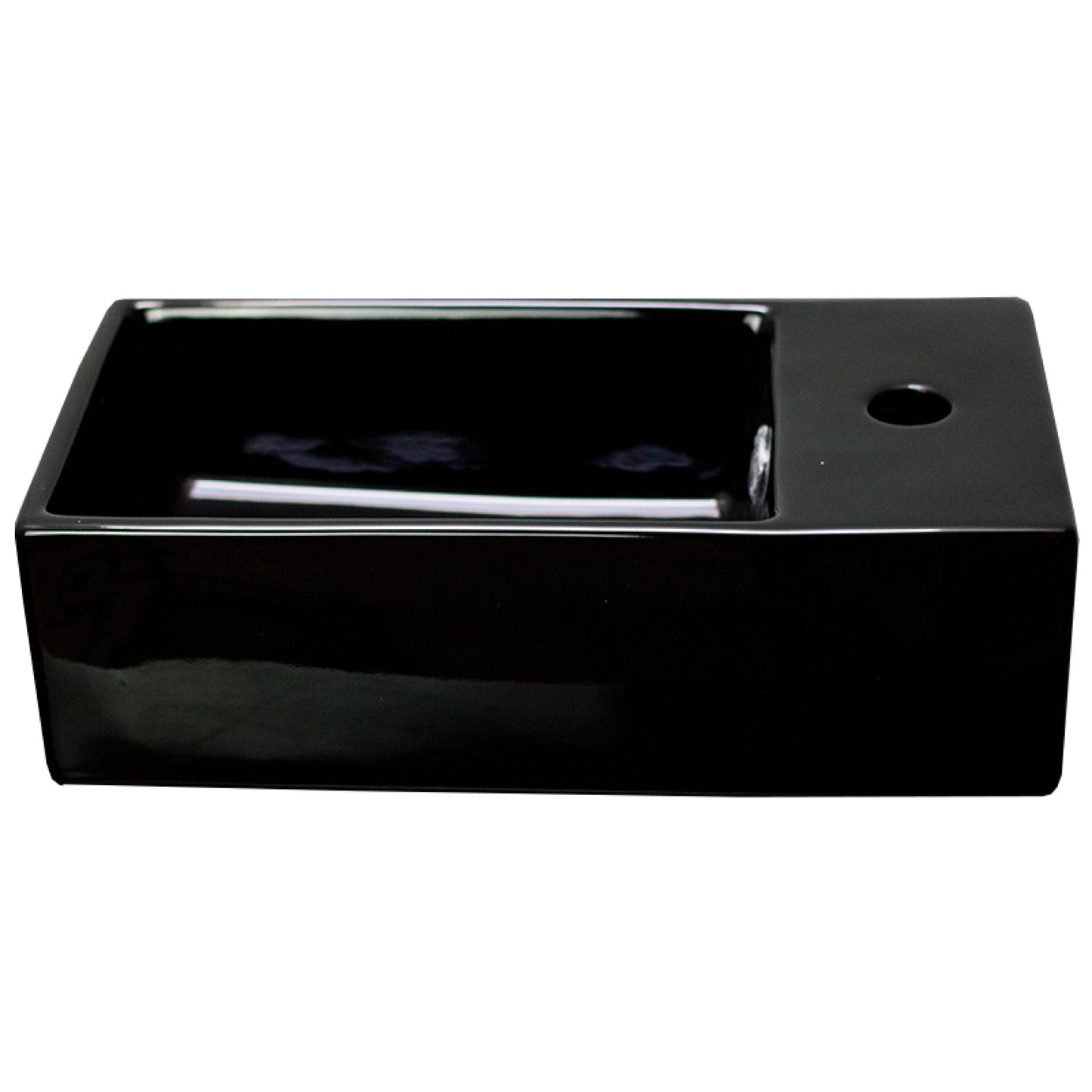 19-in. x 9.5-in. Rectangle Bathroom Vessel Sink Black Enamel Glaze
