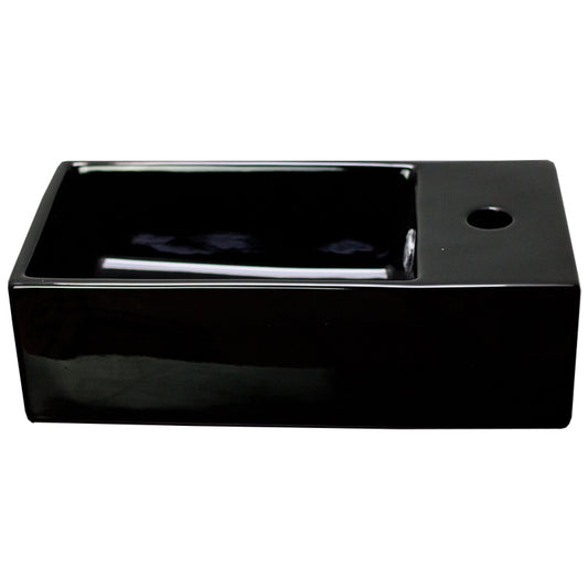 19-in. x 9.5-in. Rectangle Bathroom Vessel Sink Black Enamel Glaze