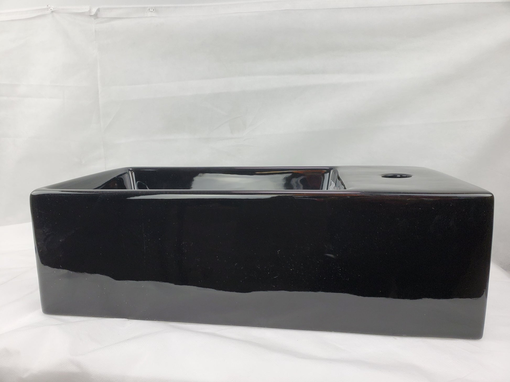 19-in. x 9.5-in. Rectangle Bathroom Vessel Sink Black Enamel Glaze