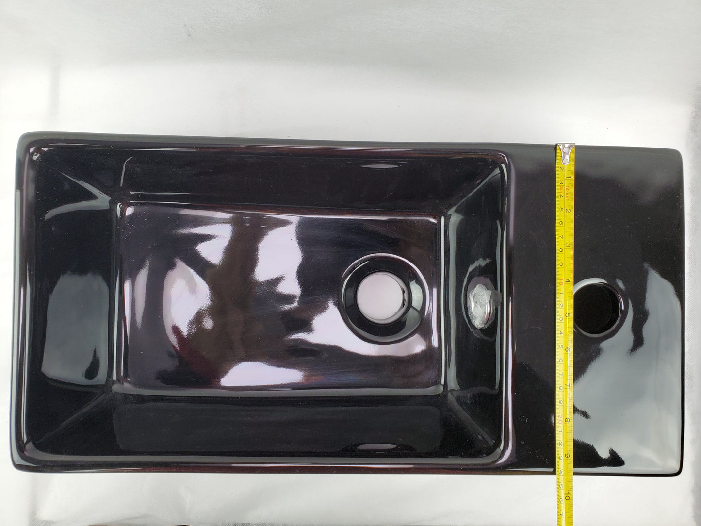 19-in. x 9.5-in. Rectangle Bathroom Vessel Sink Black Enamel Glaze