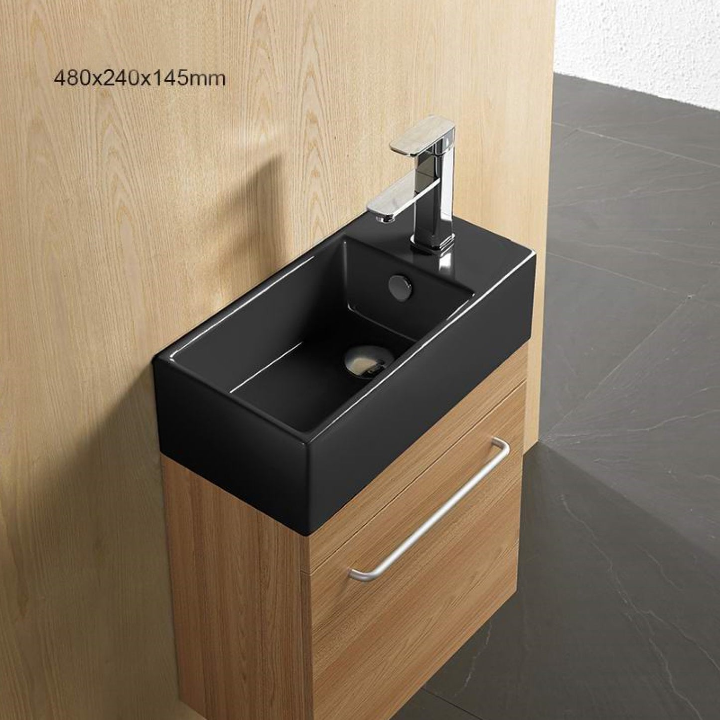 19-in. x 9.5-in. Rectangle Bathroom Vessel Sink Black Enamel Glaze