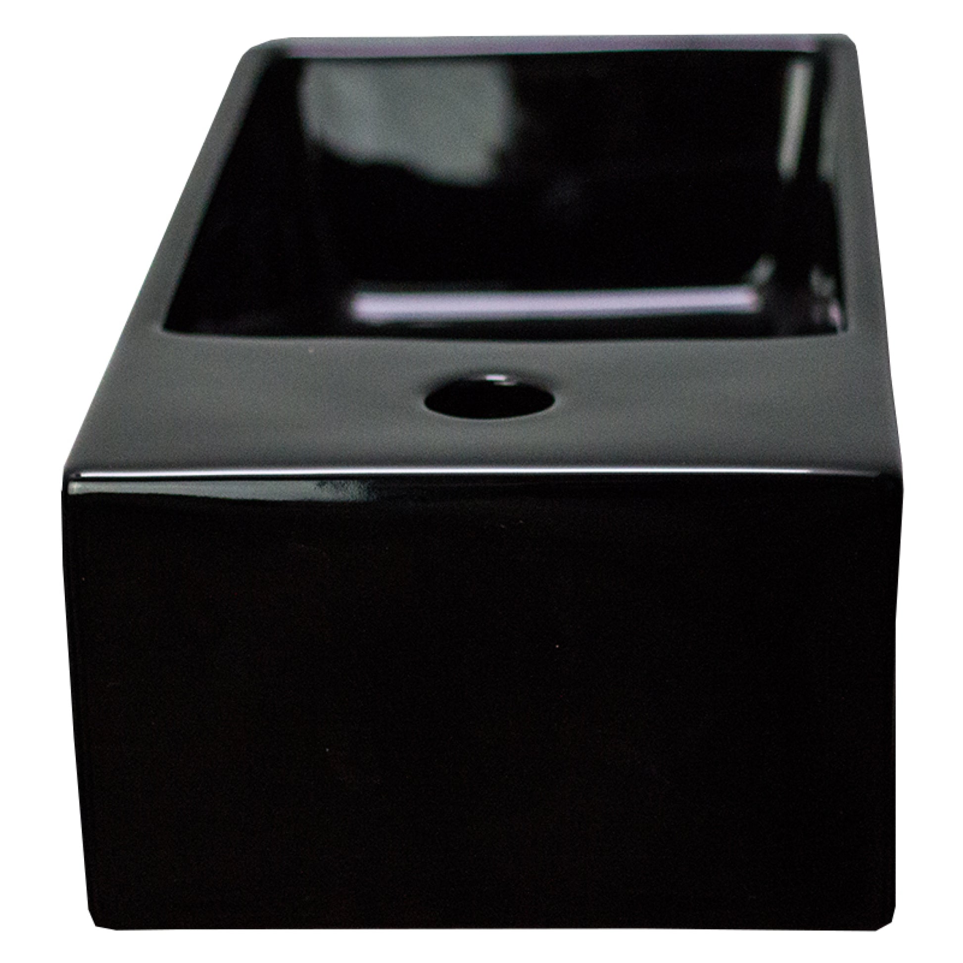 19-in. x 9.5-in. Rectangle Bathroom Vessel Sink Black Enamel Glaze