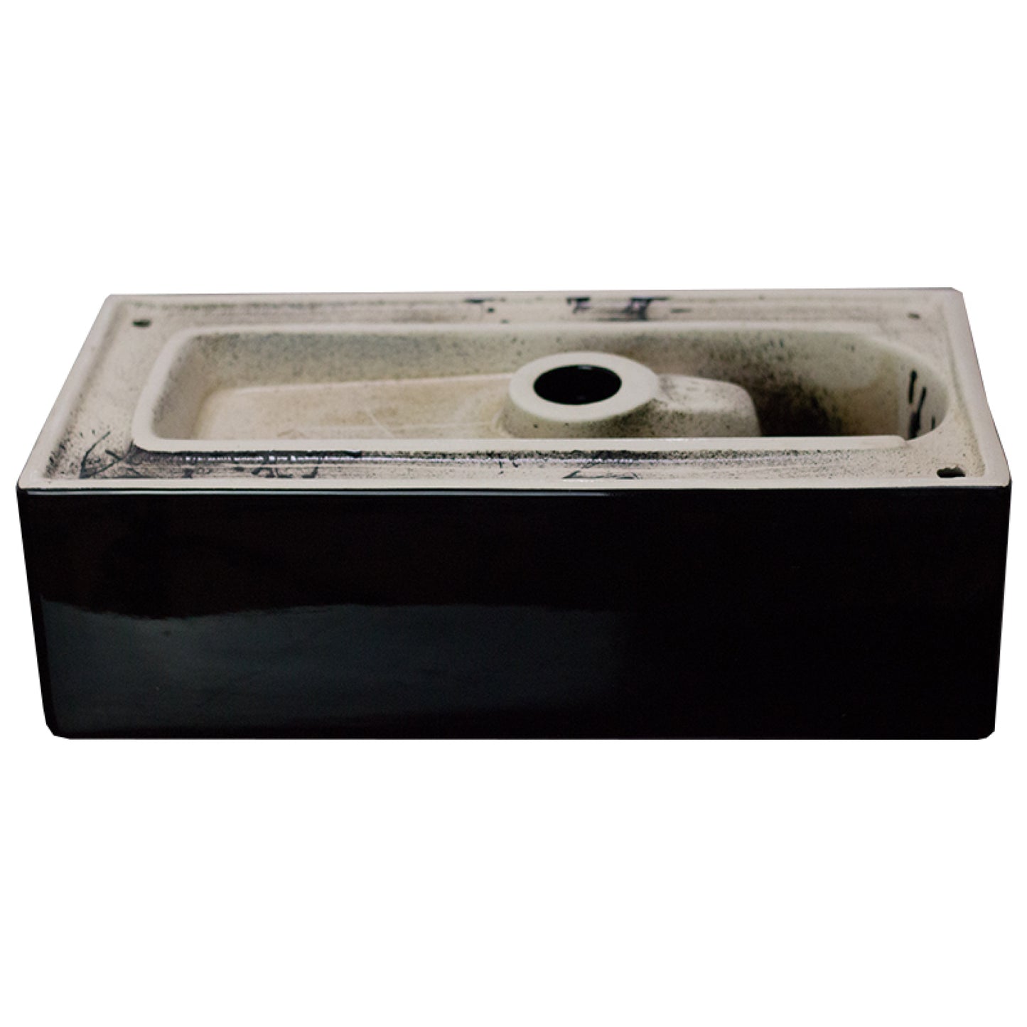 19-in. x 9.5-in. Rectangle Bathroom Vessel Sink Black Enamel Glaze