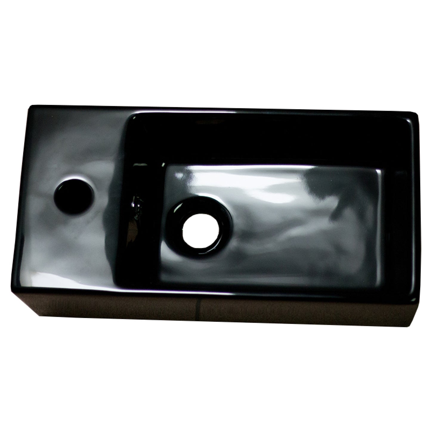 19-in. x 9.5-in. Rectangle Bathroom Vessel Sink Black Enamel Glaze
