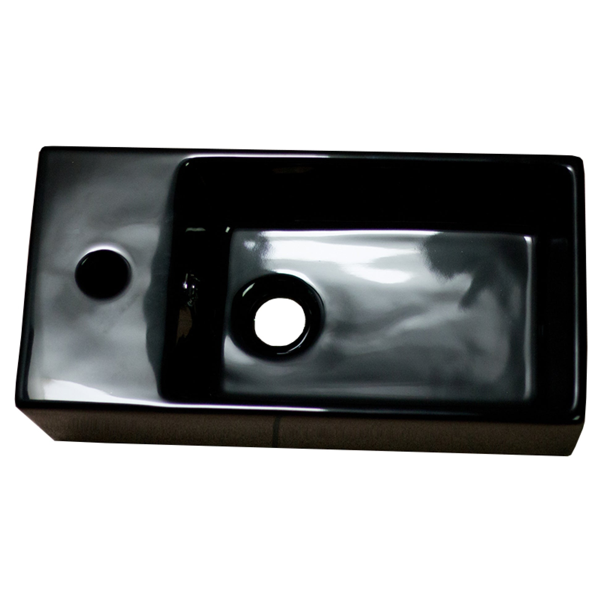 19-in. x 9.5-in. Rectangle Bathroom Vessel Sink Black Enamel Glaze