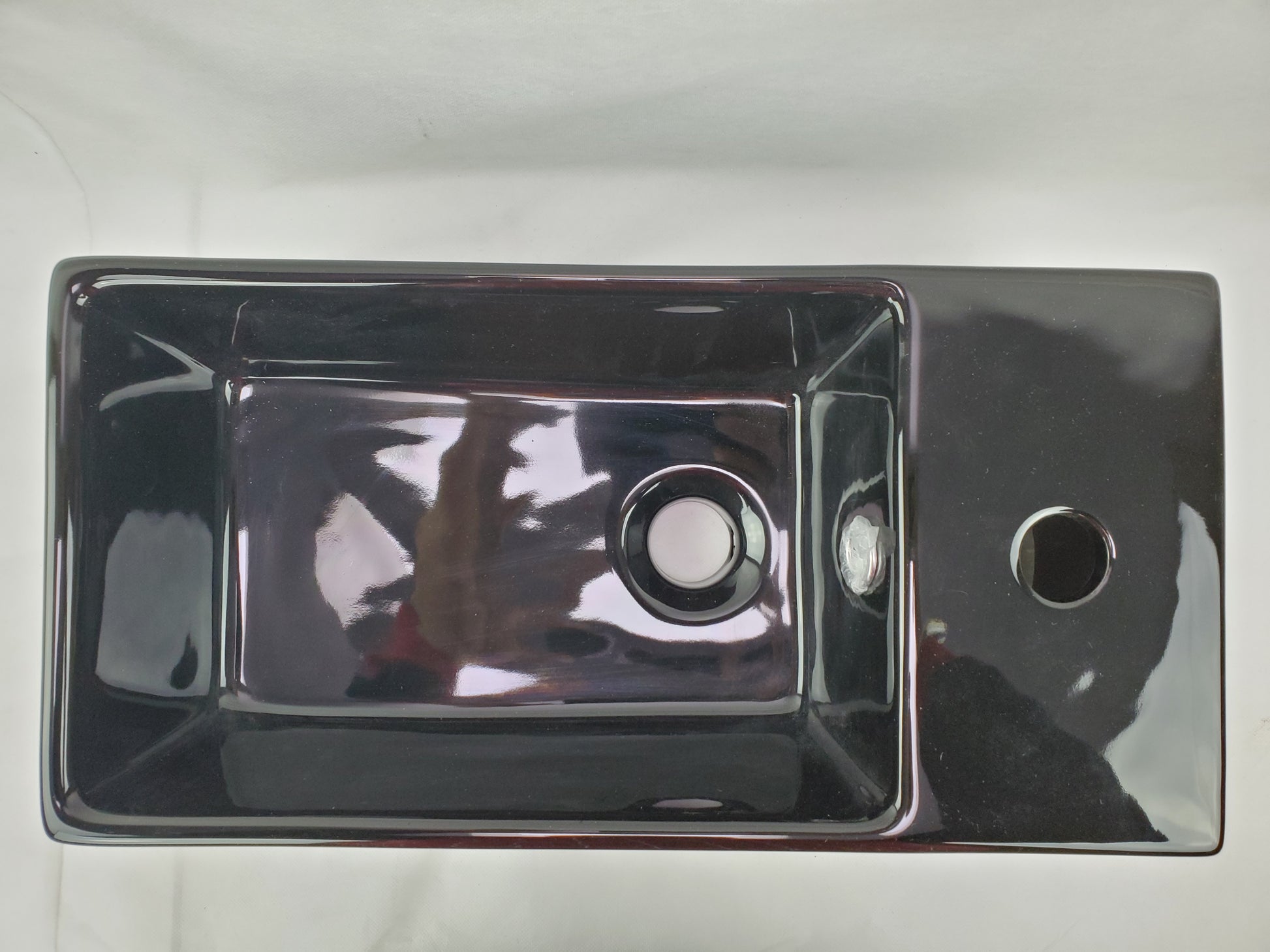 19-in. x 9.5-in. Rectangle Bathroom Vessel Sink Black Enamel Glaze