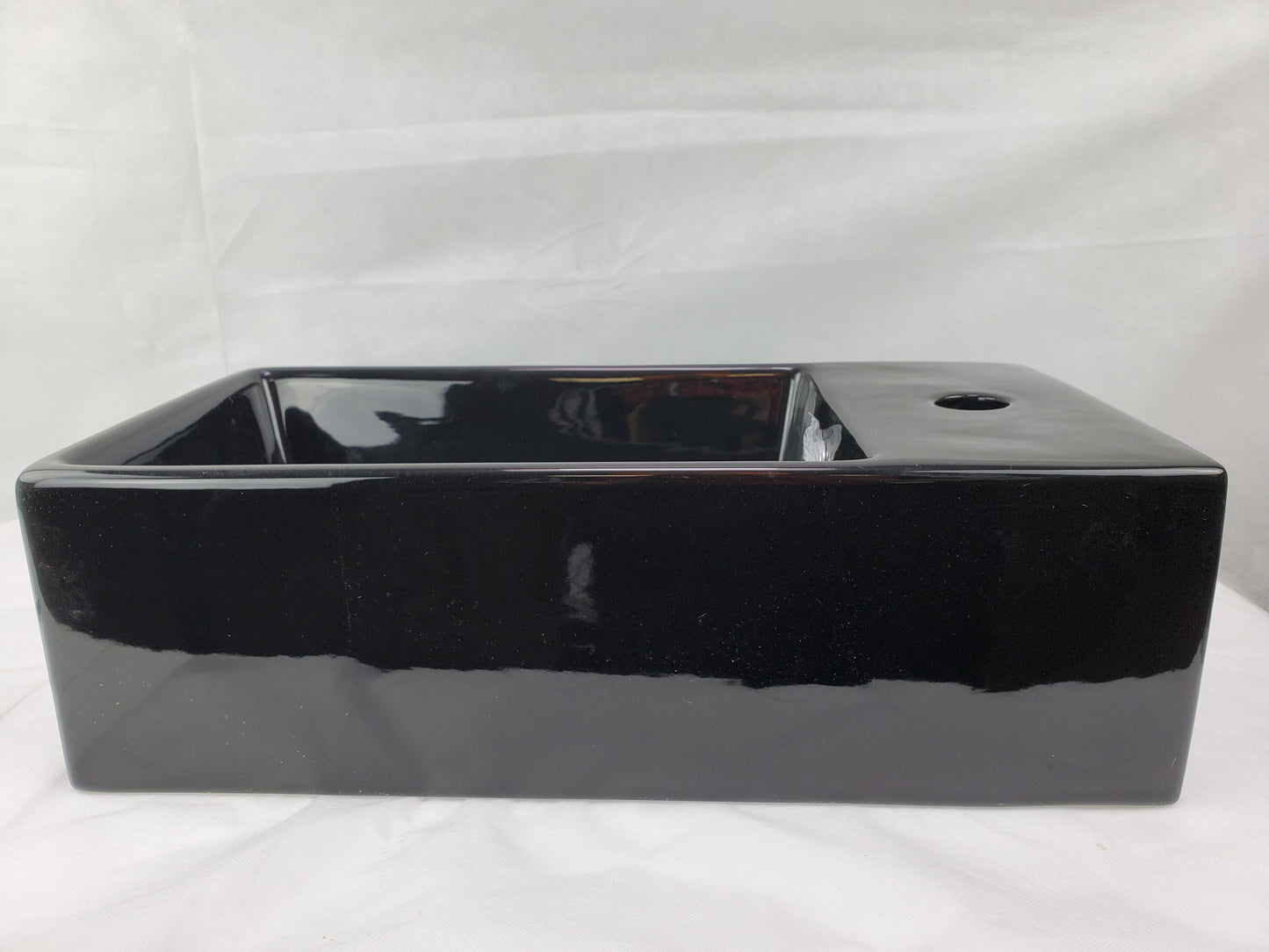19-in. x 9.5-in. Rectangle Bathroom Vessel Sink Black Enamel Glaze