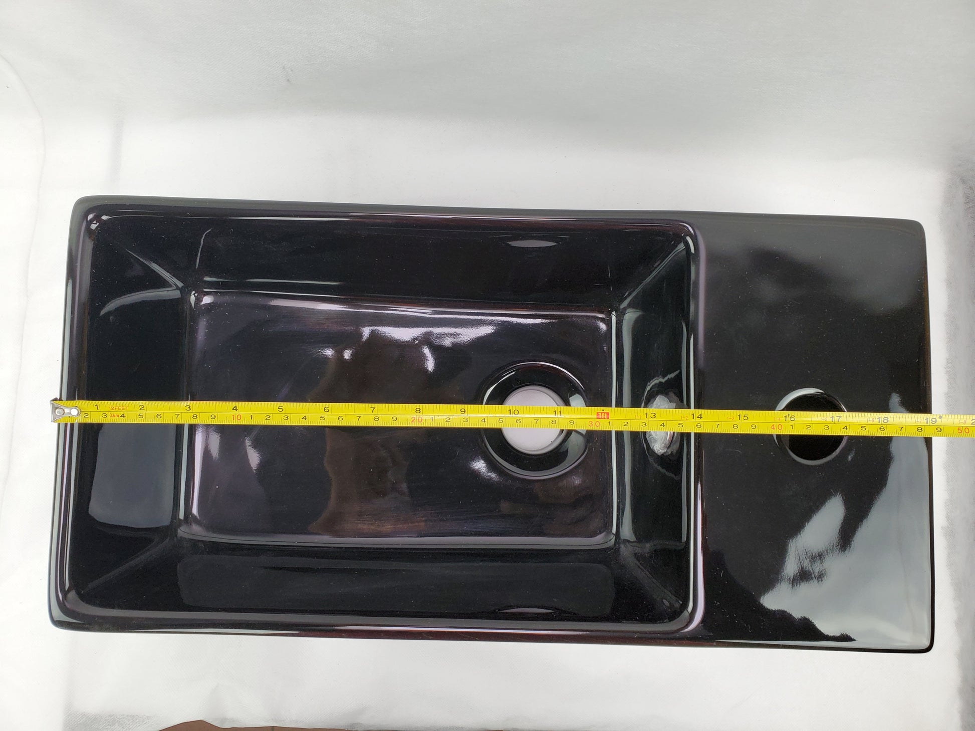 19-in. x 9.5-in. Rectangle Bathroom Vessel Sink Black Enamel Glaze