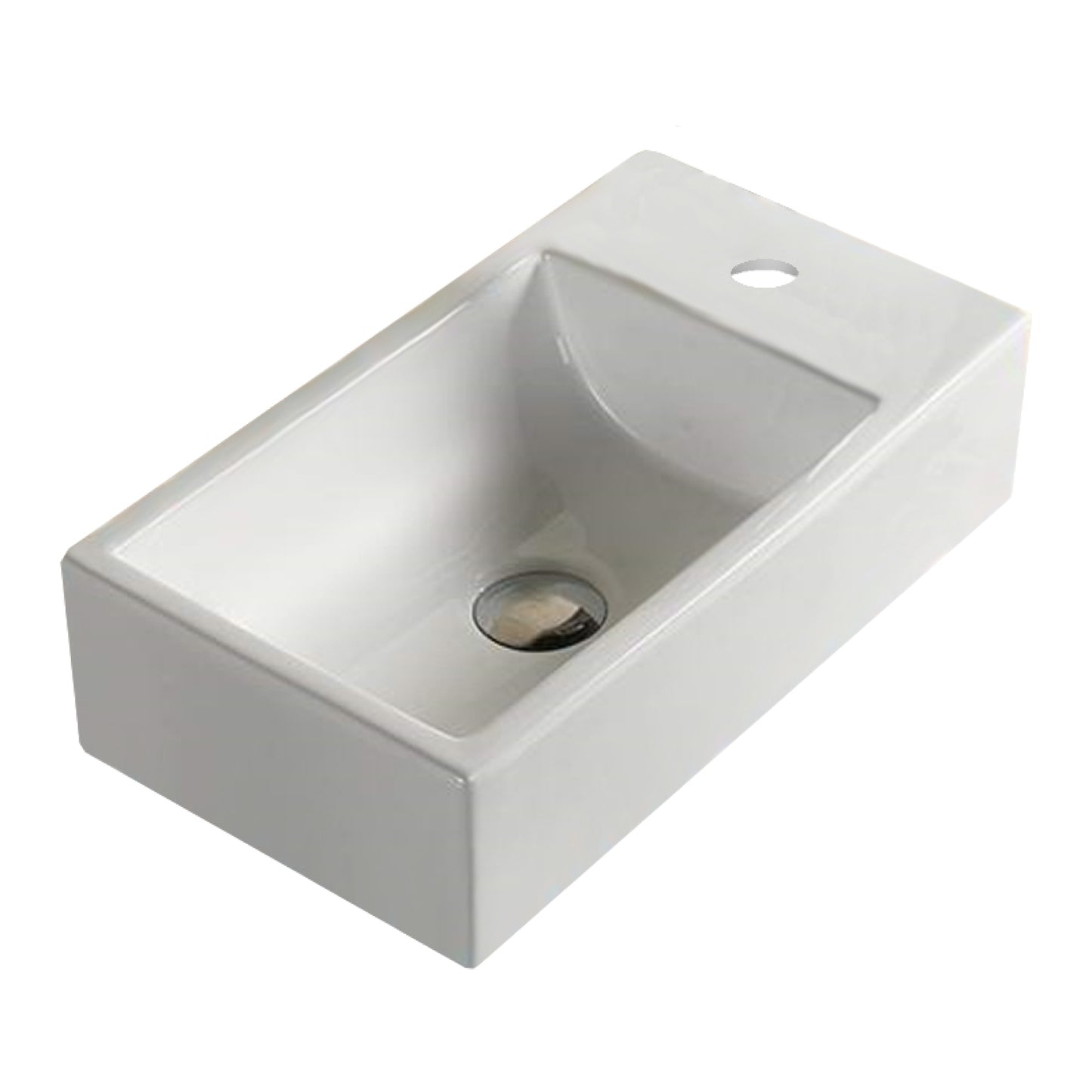 18.1-in. x 10.2-in. Rectangle Bathroom Vessel Sink White Enamel Glaze