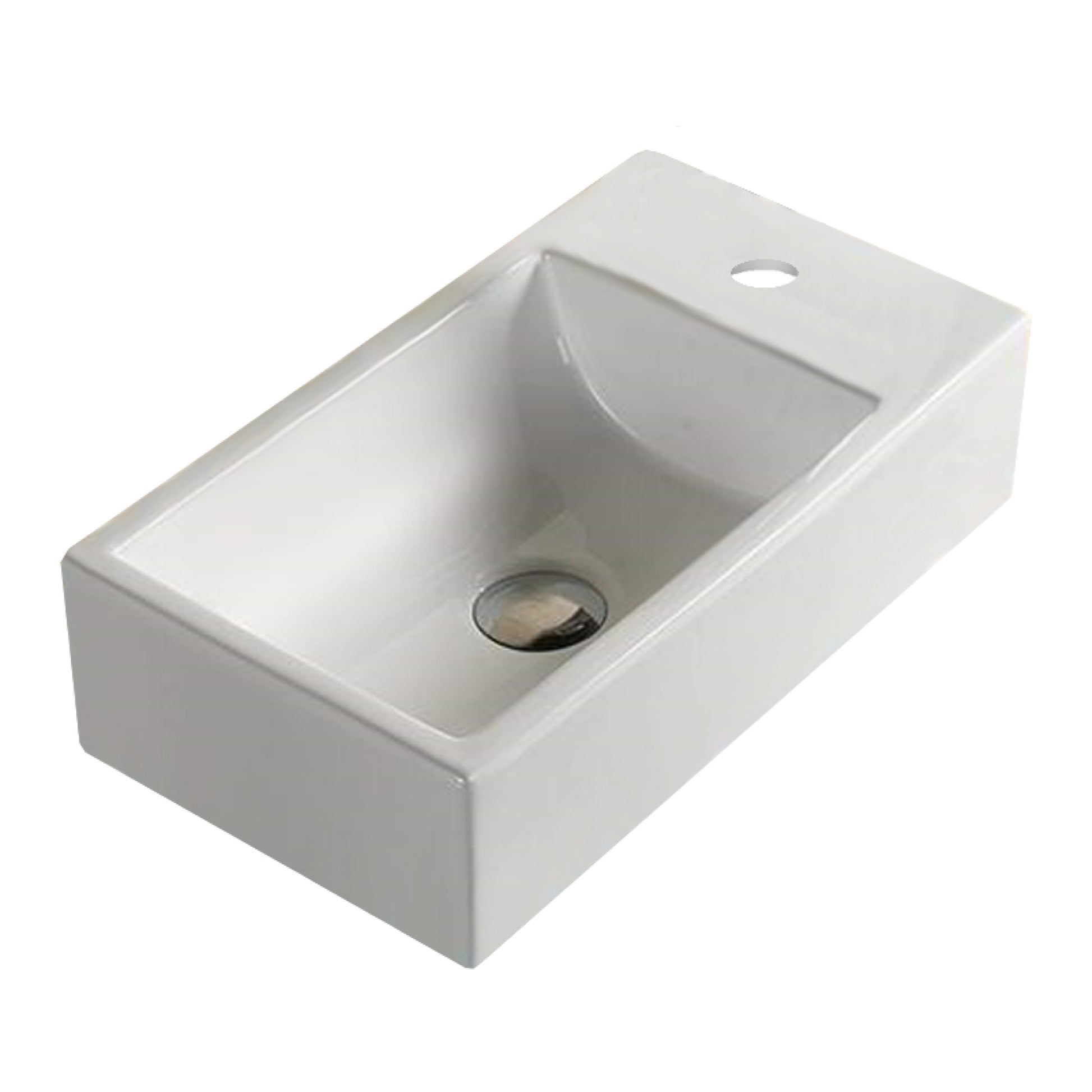 18.1-in. x 10.2-in. Rectangle Bathroom Vessel Sink White Enamel Glaze