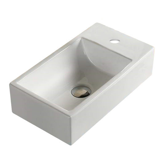18.1-in. x 10.2-in. Rectangle Bathroom Vessel Sink White Enamel Glaze