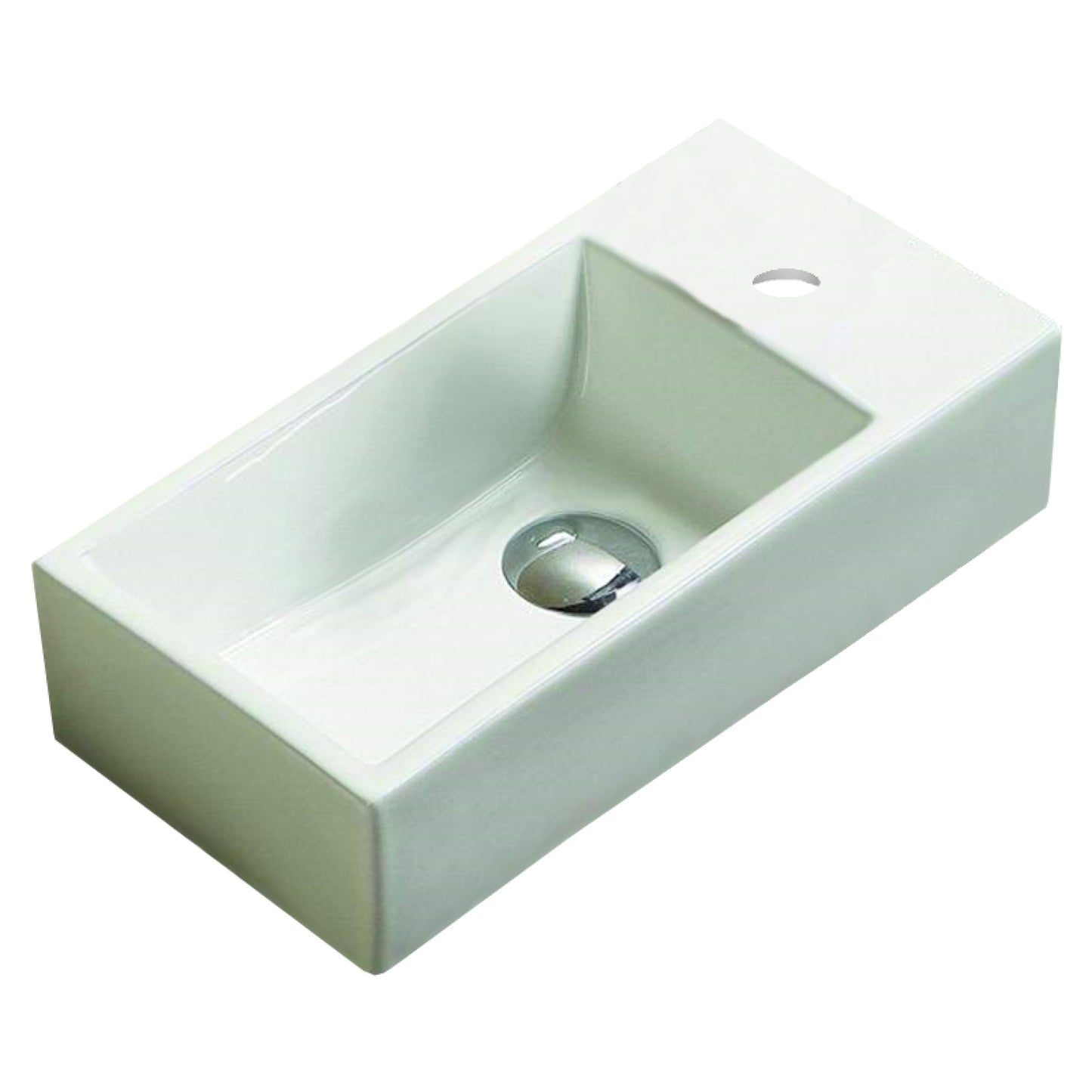 16-in. x 7.9-in. Rectangle Bathroom Vessel Sink White Enamel Glaze