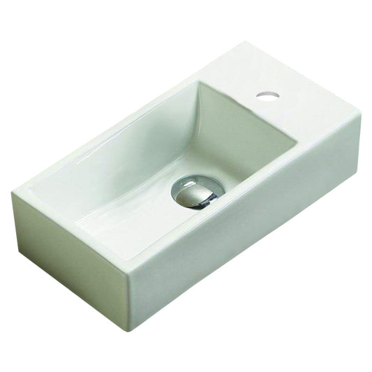 16-in. x 7.9-in. Rectangle Bathroom Vessel Sink White Enamel Glaze