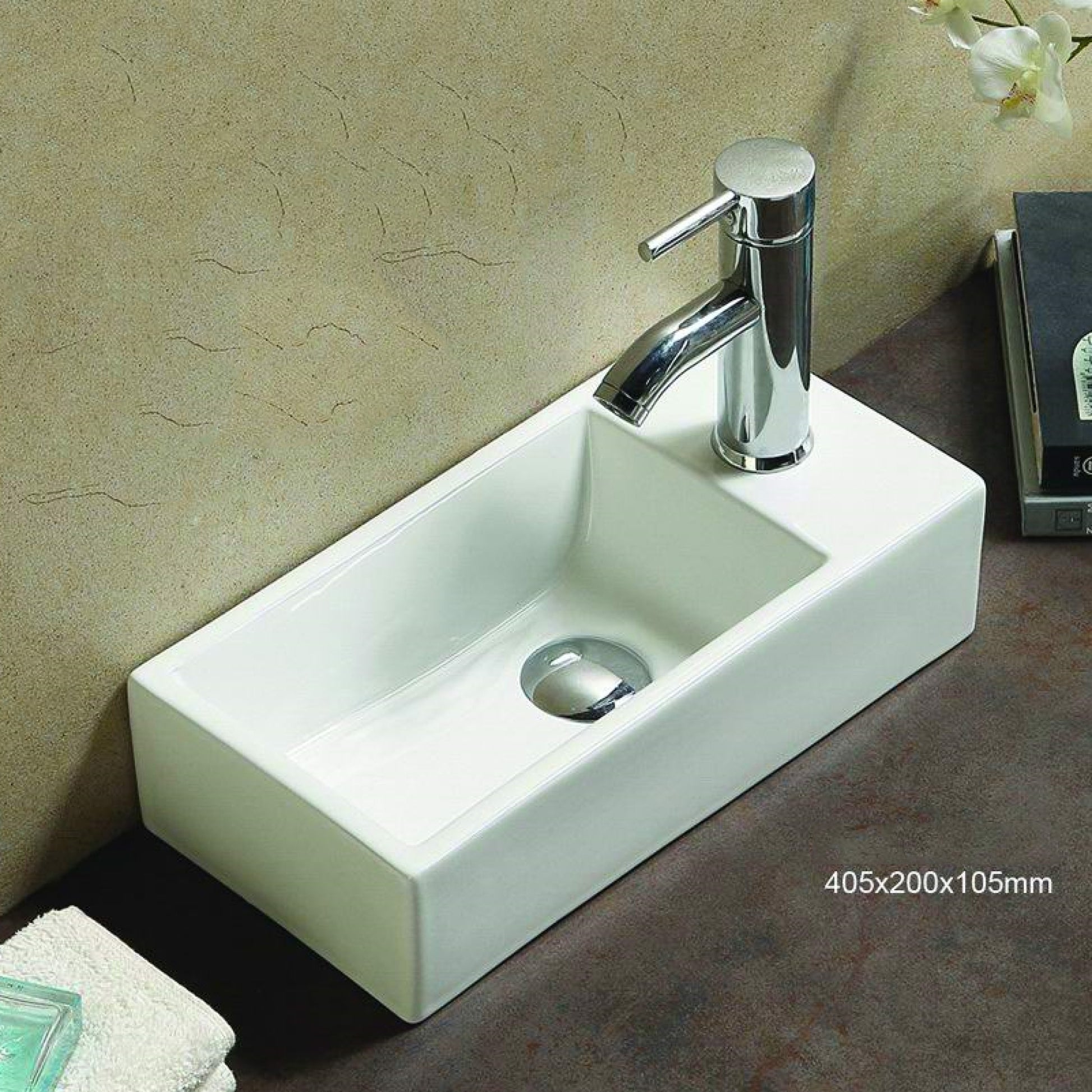 16-in. x 7.9-in. Rectangle Bathroom Vessel Sink White Enamel Glaze