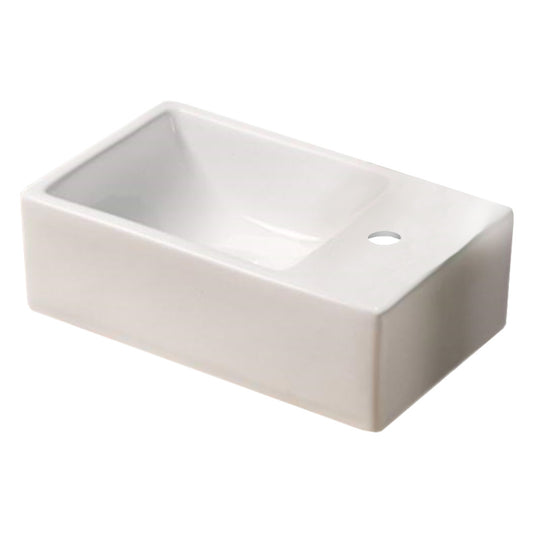 11.6-in. x 7.3-in. Rectangle Bathroom Vessel Sink White Enamel Glaze