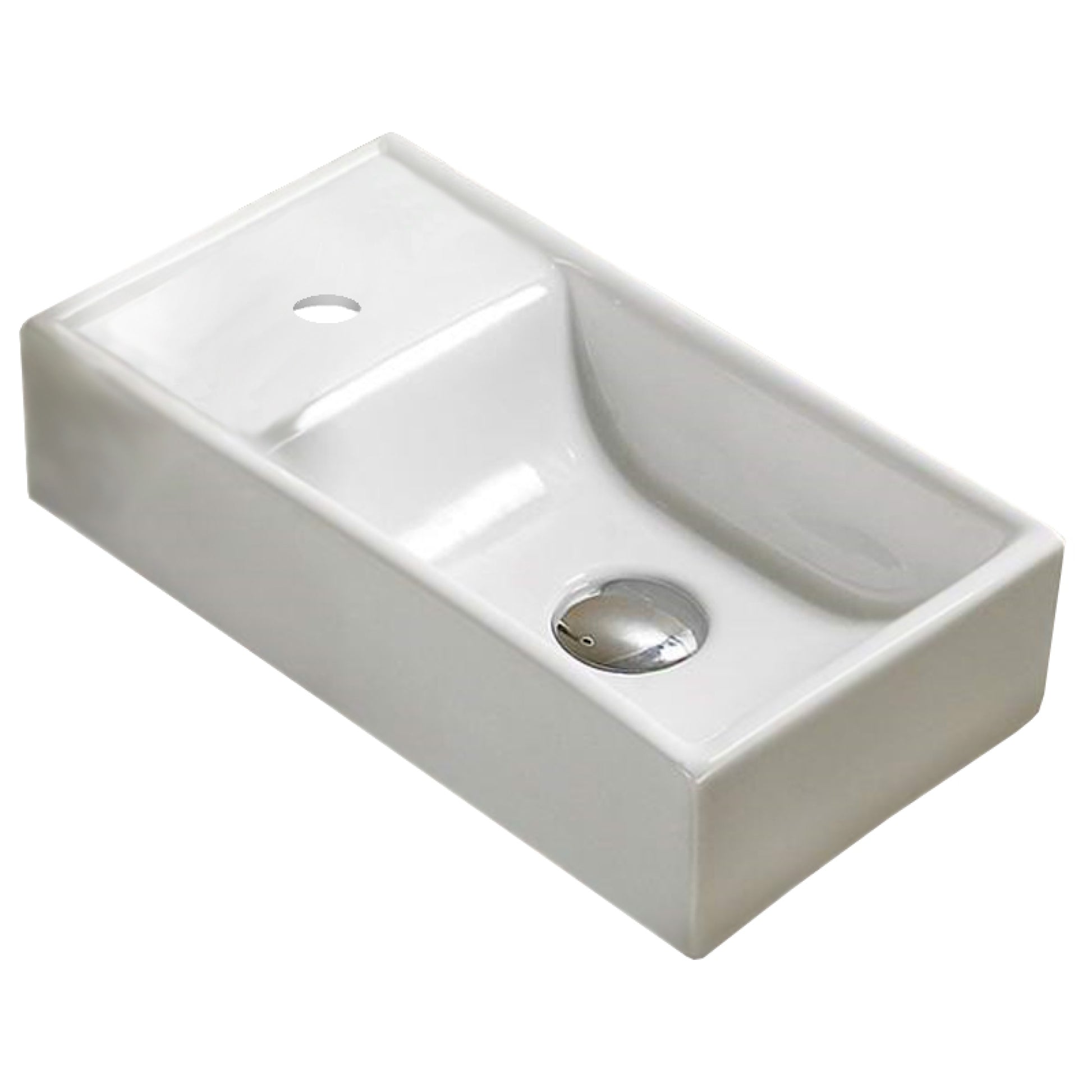 16.3-in. x 8.7-in. Rectangle Bathroom Vessel Sink White Enamel Glaze
