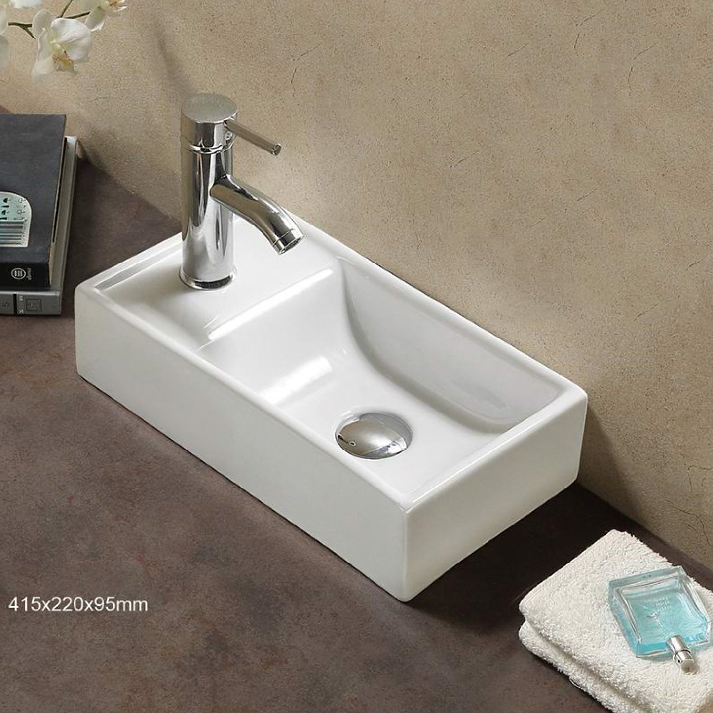 16.3-in. x 8.7-in. Rectangle Bathroom Vessel Sink White Enamel Glaze