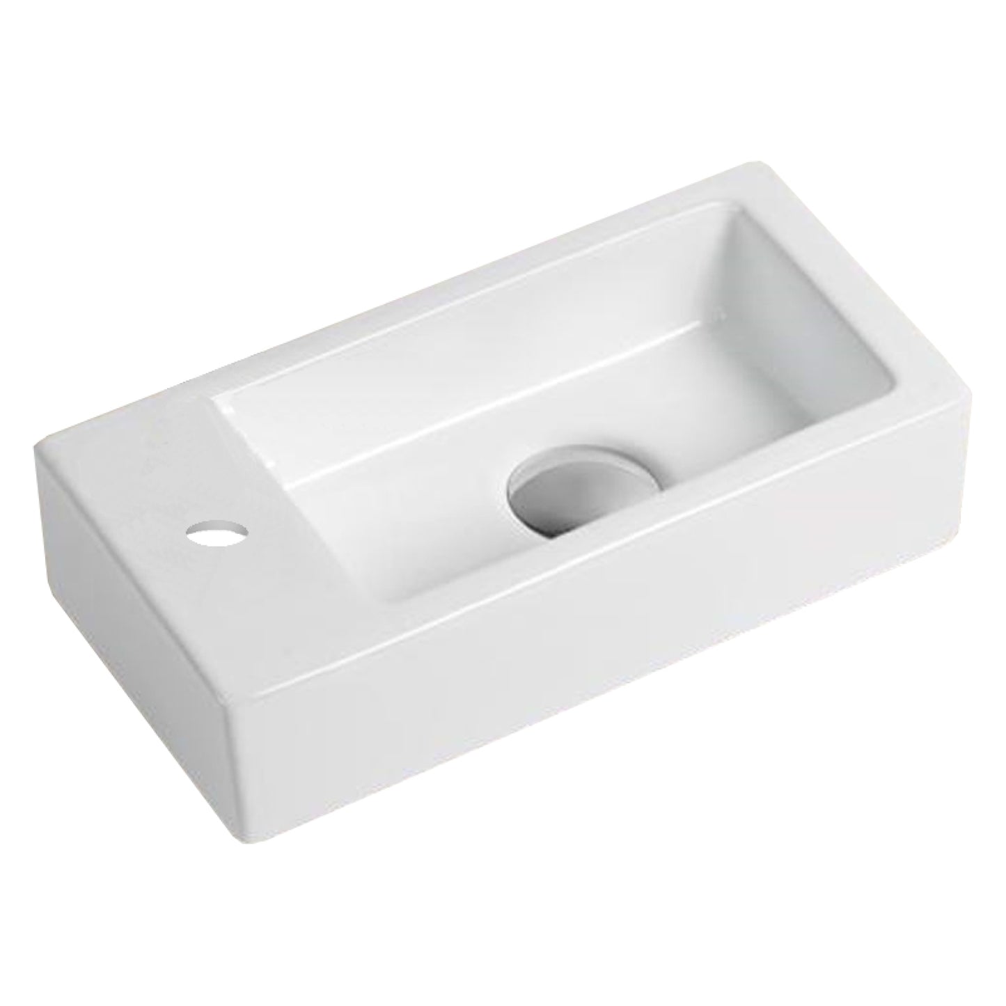 14.5-in. x 7.1-in. Rectangle Bathroom Vessel Sink White Enamel Glaze