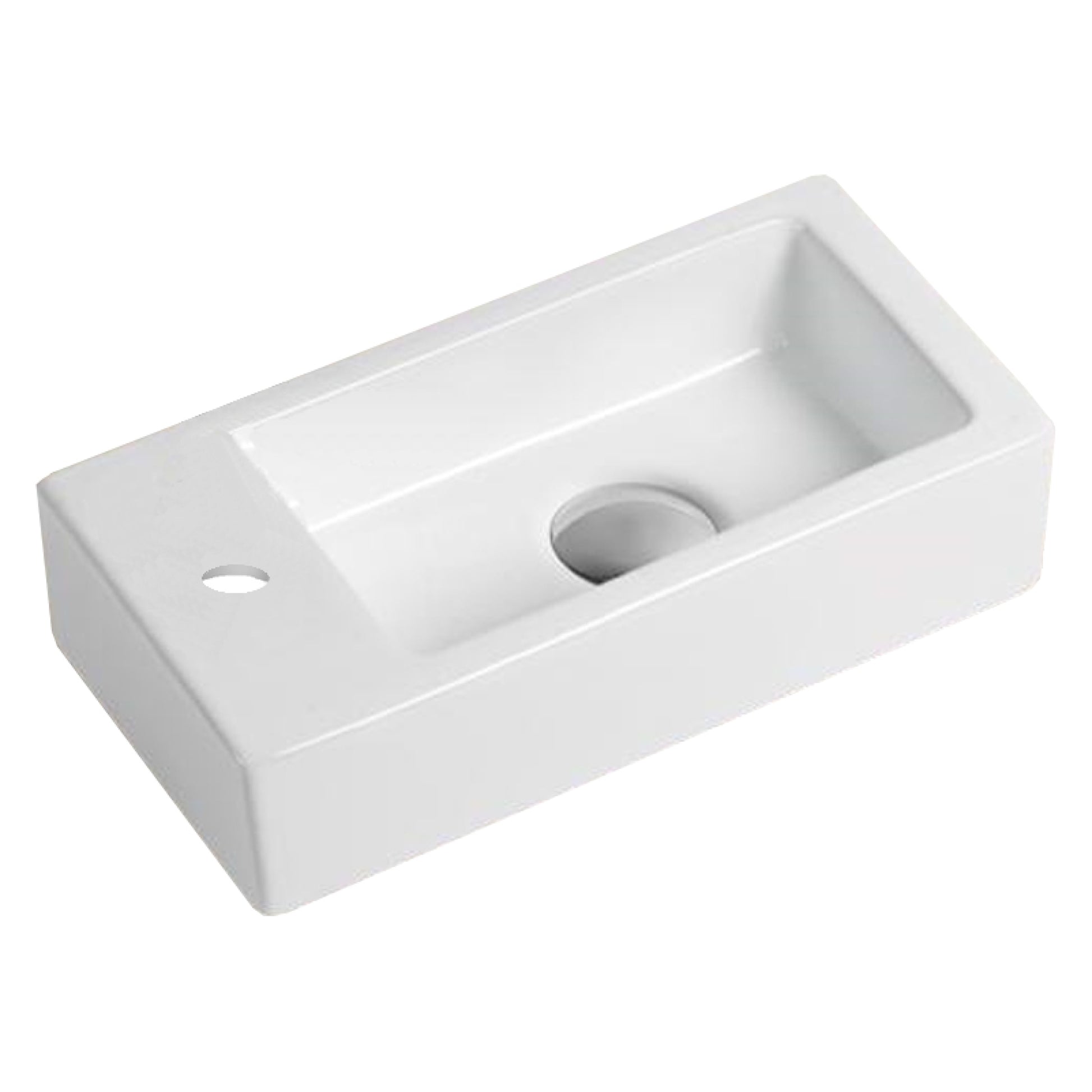 14.5-in. x 7.1-in. Rectangle Bathroom Vessel Sink White Enamel Glaze