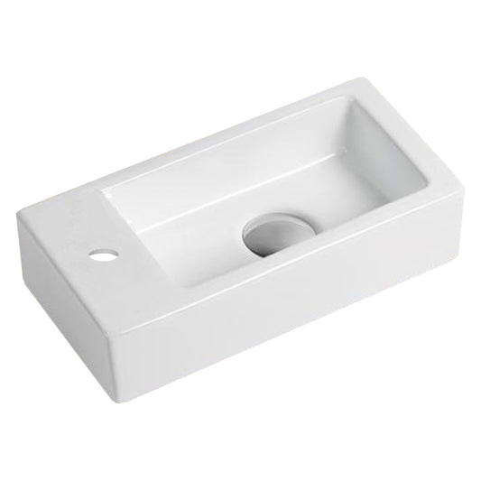 14.5-in. x 7.1-in. Rectangle Bathroom Vessel Sink White Enamel Glaze