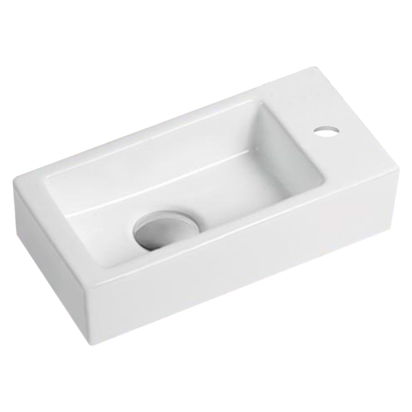 14.5-in. x 7.1-in. Rectangle Bathroom Vessel Sink White Enamel Glaze