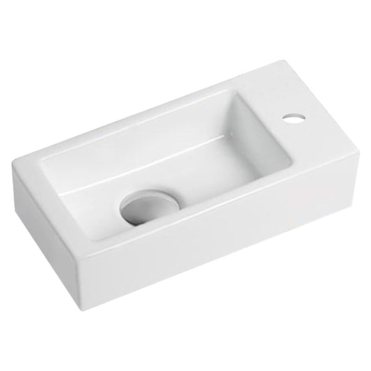 14.5-in. x 7.1-in. Rectangle Bathroom Vessel Sink White Enamel Glaze