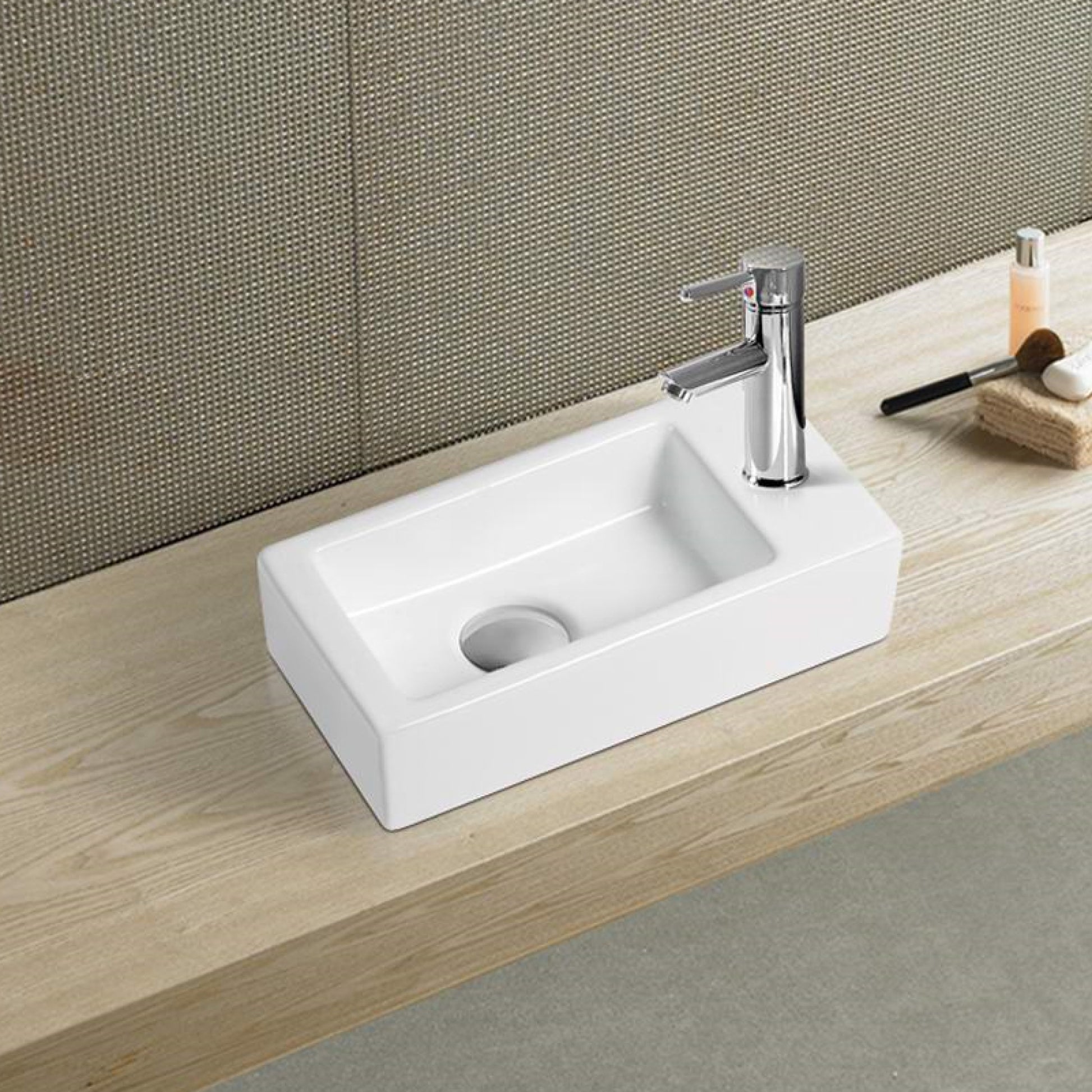 14.5-in. x 7.1-in. Rectangle Bathroom Vessel Sink White Enamel Glaze