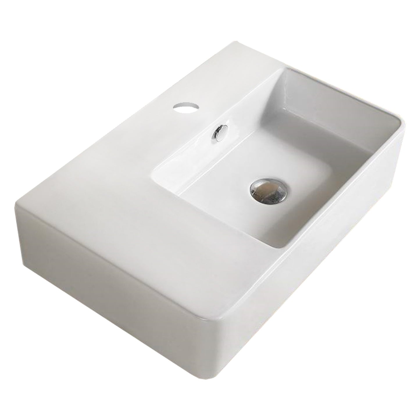 23.8-in. x 16.1-in. Rectangle Bathroom Vessel Sink White Enamel Glaze