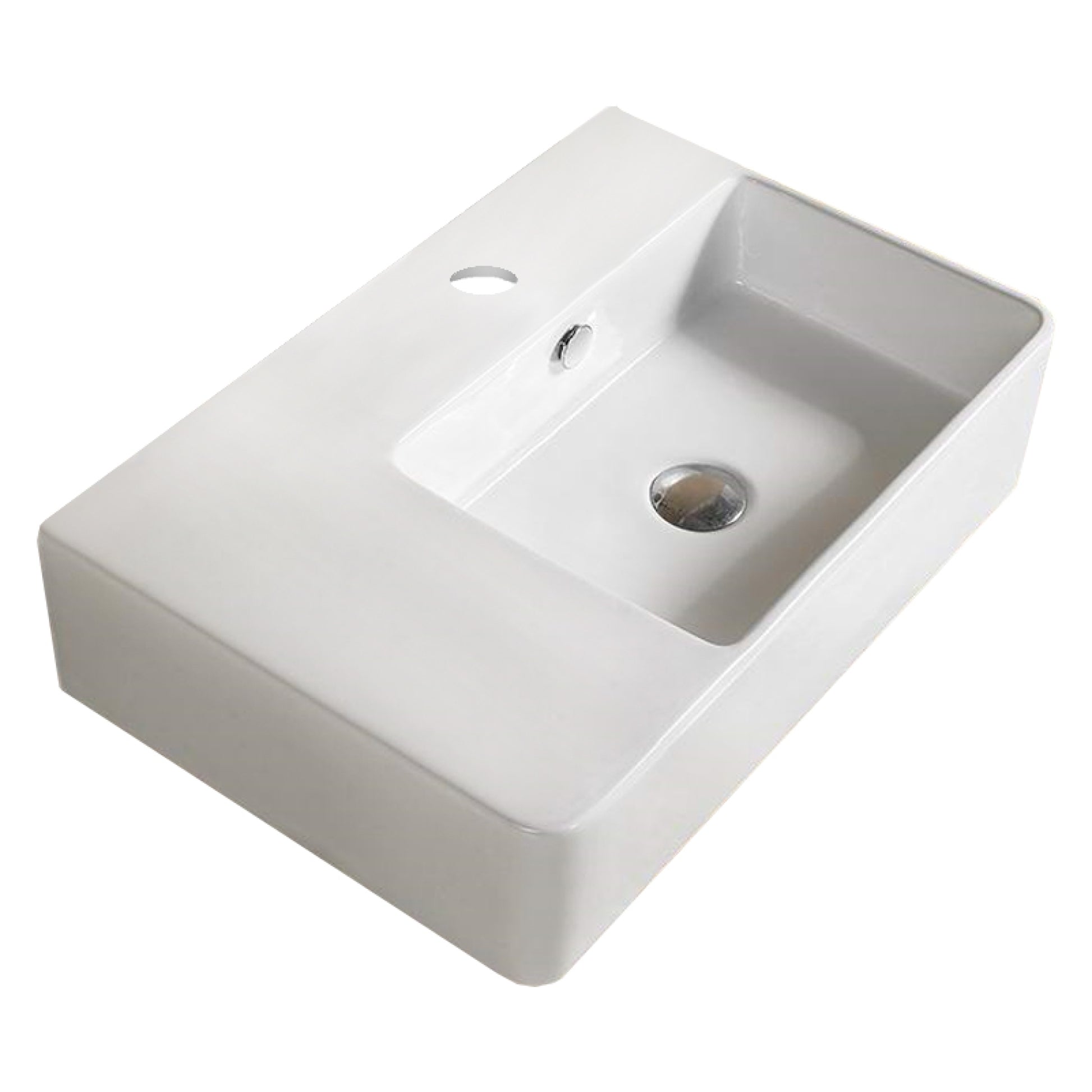 23.8-in. x 16.1-in. Rectangle Bathroom Vessel Sink White Enamel Glaze