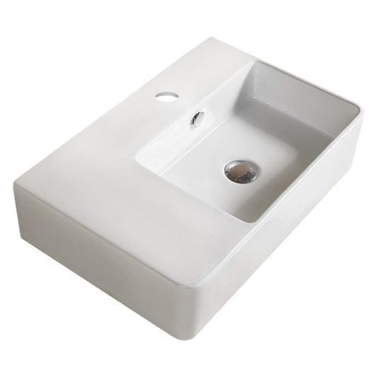 23.8-in. x 16.1-in. Rectangle Bathroom Vessel Sink White Enamel Glaze