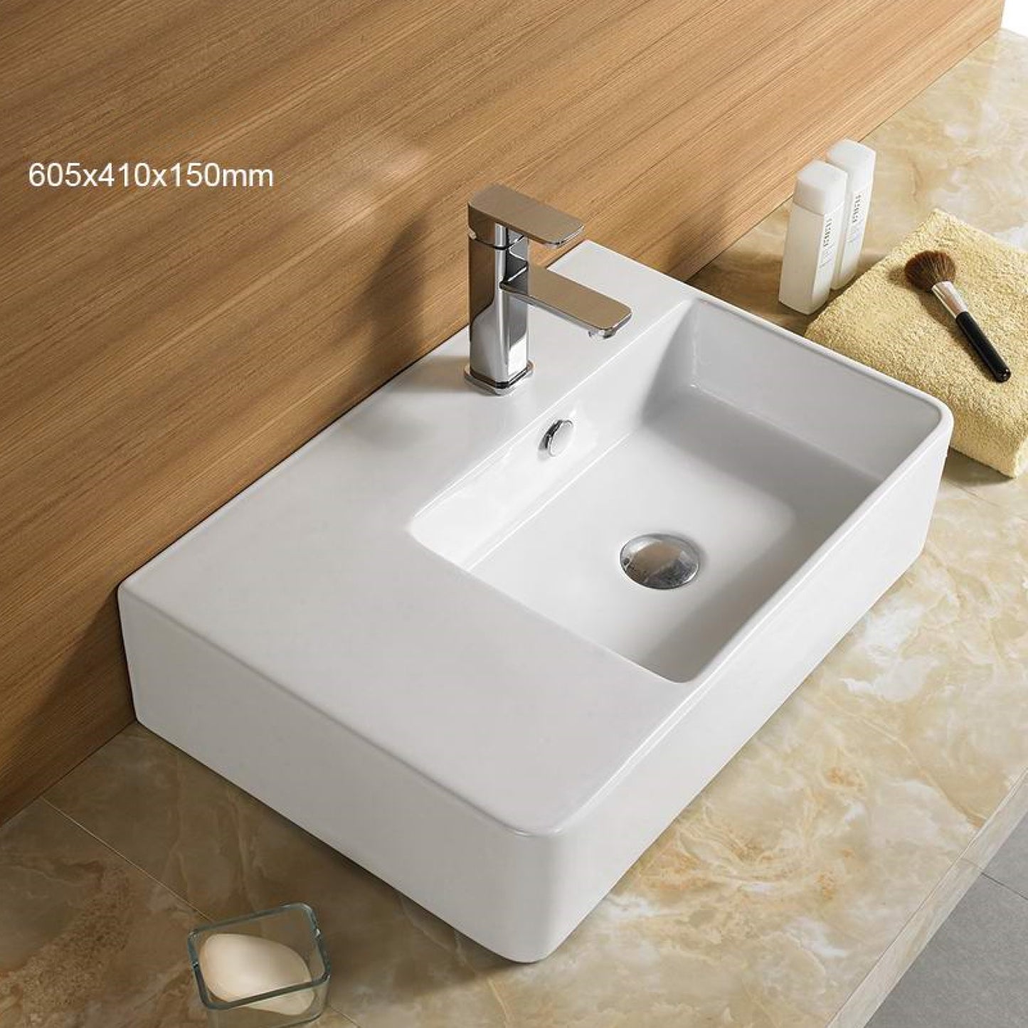 23.8-in. x 16.1-in. Rectangle Bathroom Vessel Sink White Enamel Glaze