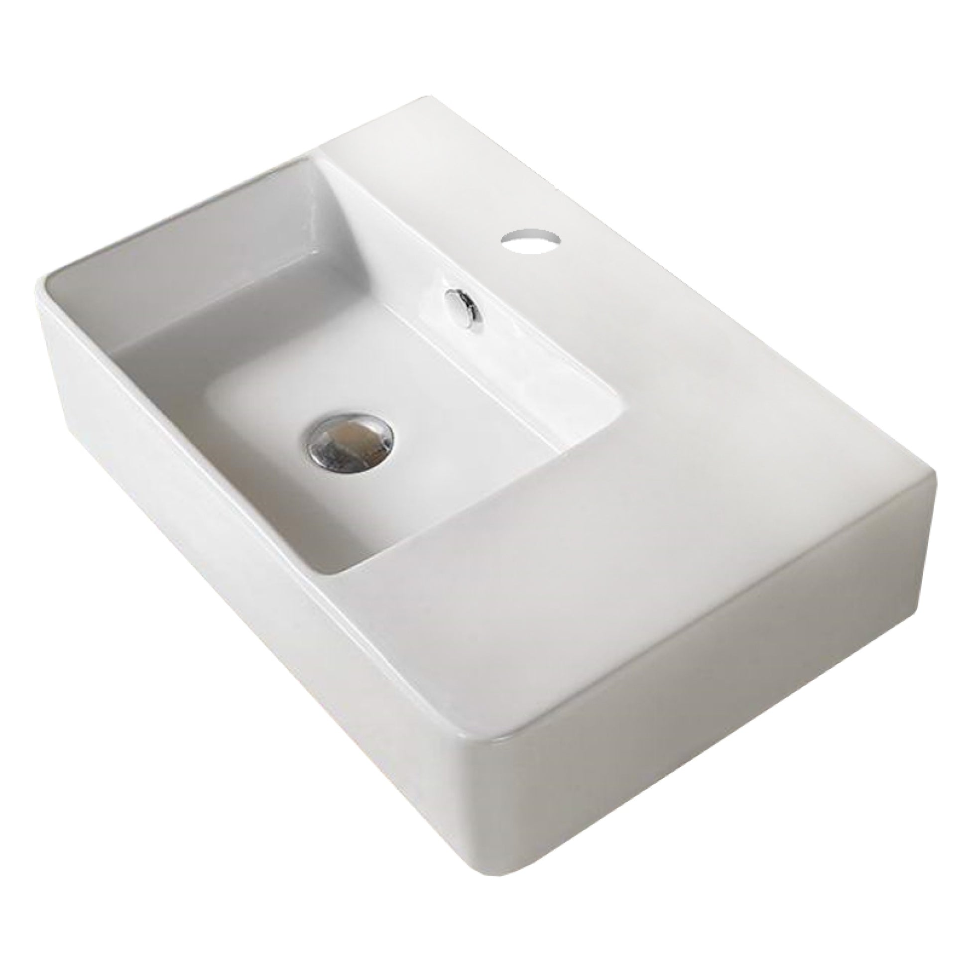 23.8-in. x 16.1-in. Rectangle Bathroom Vessel Sink White Enamel Glaze