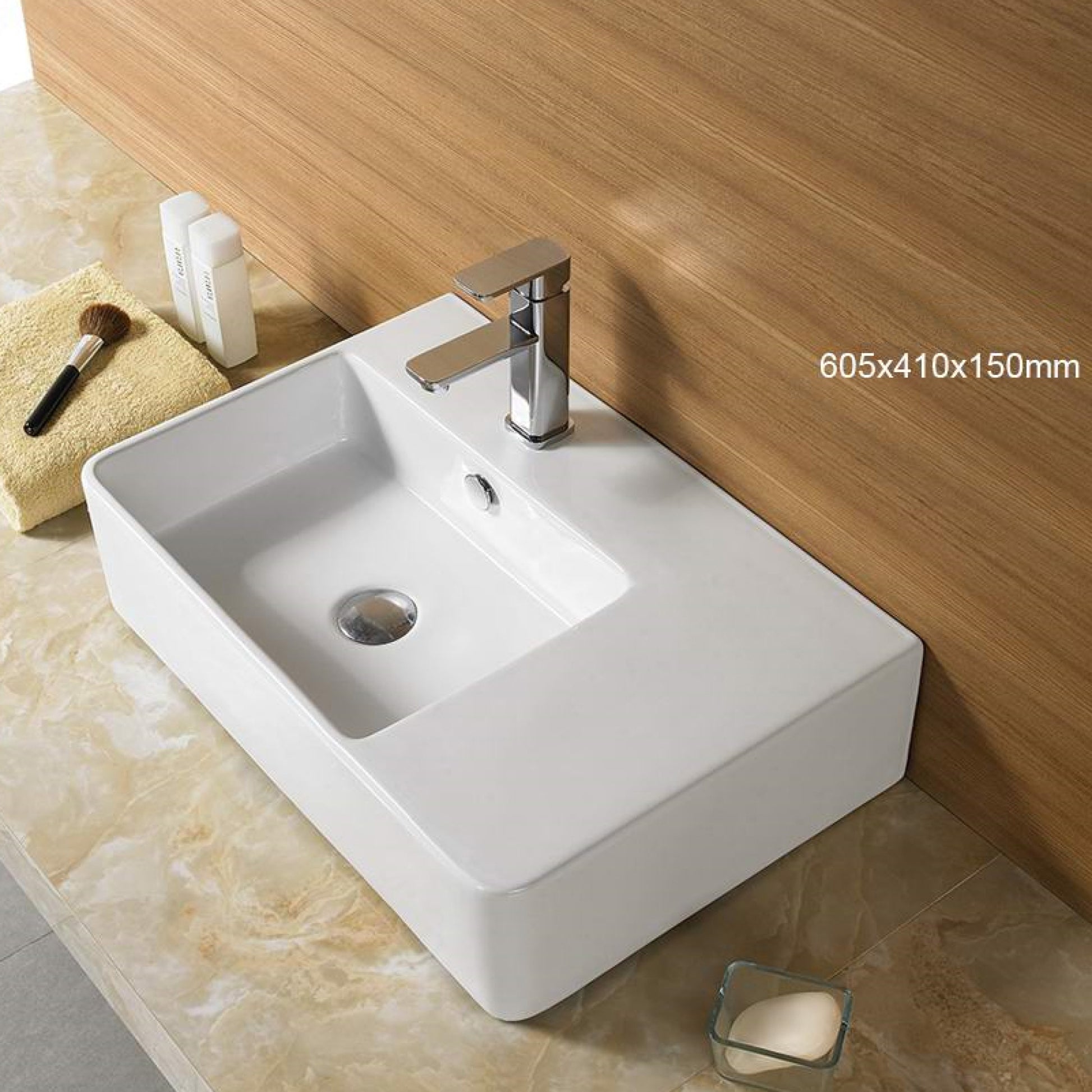 23.8-in. x 16.1-in. Rectangle Bathroom Vessel Sink White Enamel Glaze