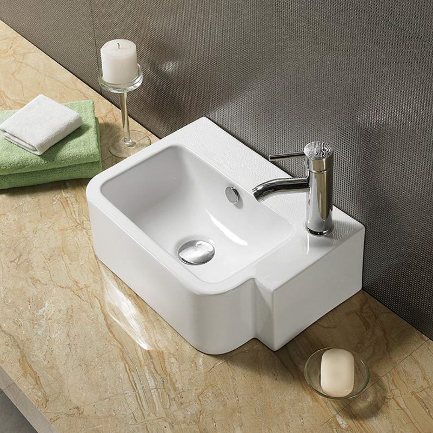 17.5-in. x 12.6-in. Rectangle Bathroom Vessel Sink White Enamel Glaze