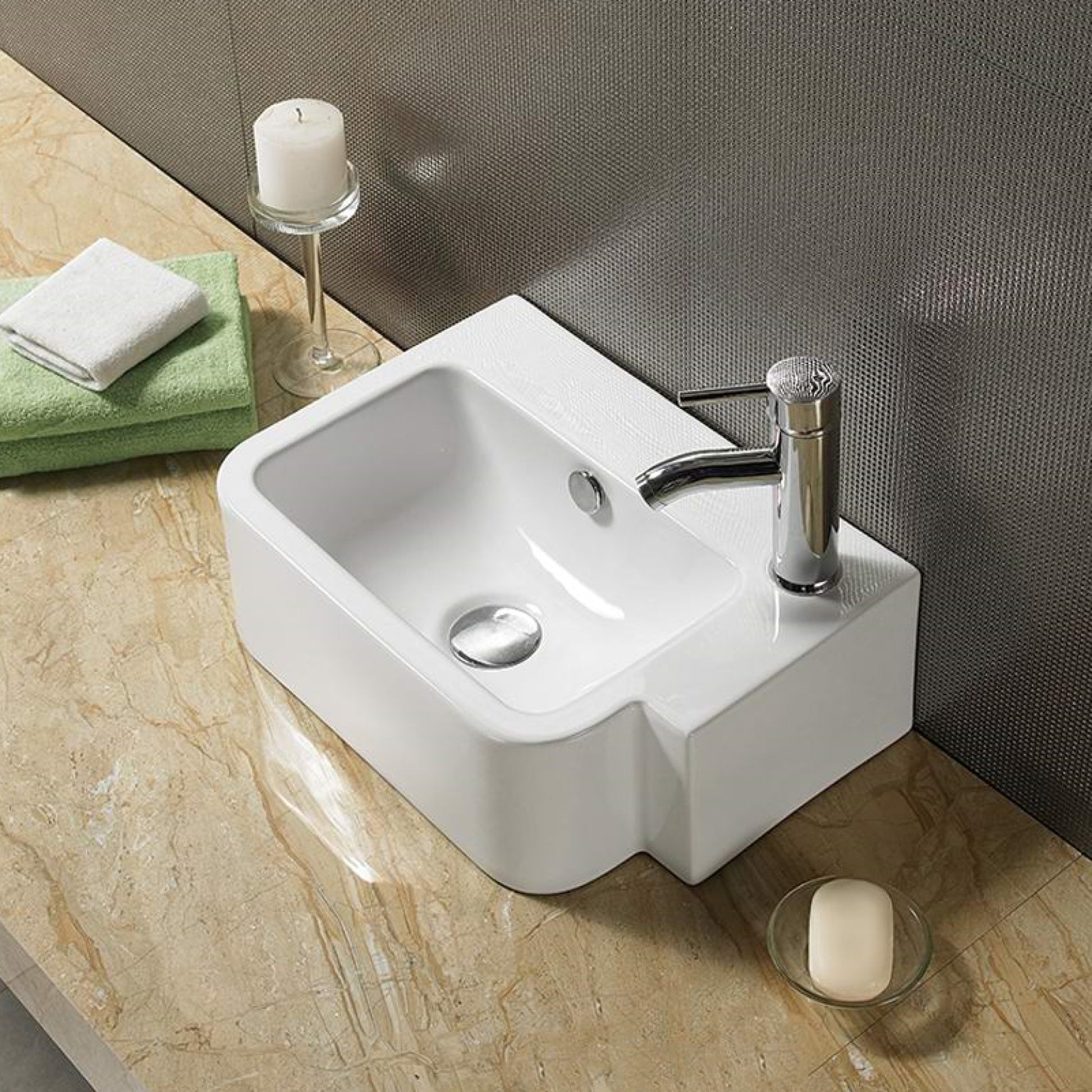 17.5-in. x 12.6-in. Rectangle Bathroom Vessel Sink White Enamel Glaze