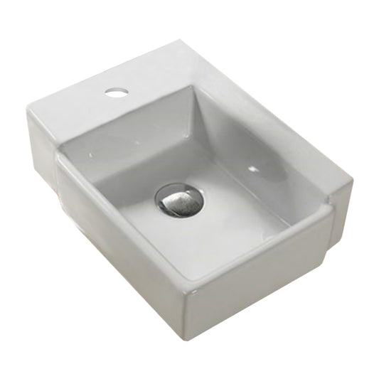 16.5-in. x 11.8-in. Rectangle Bathroom Vessel Sink White Enamel Glaze
