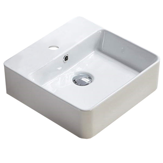 15-in. x 15-in. Square Bathroom Vessel Sink White Enamel Glaze