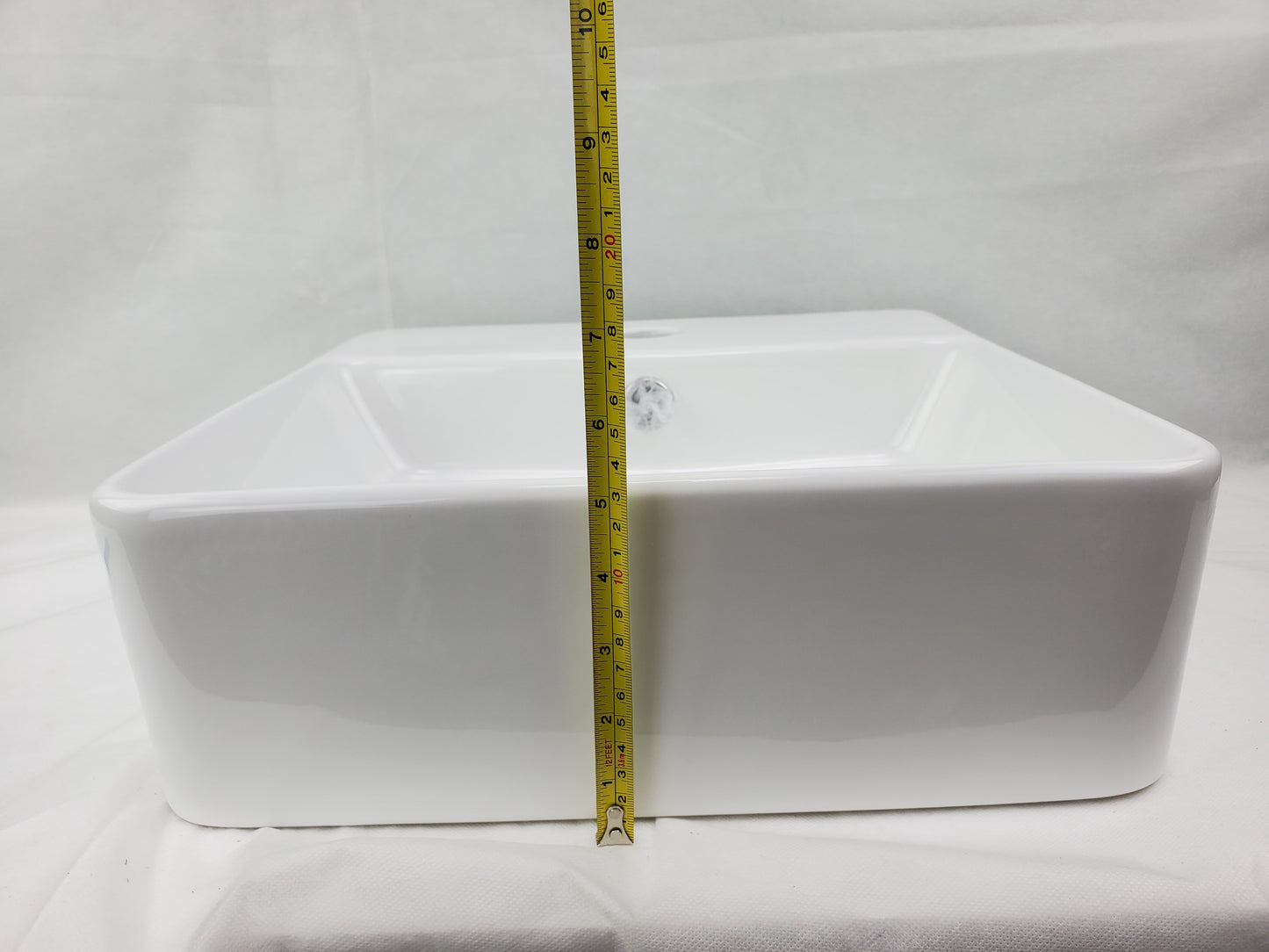 15-in. x 15-in. Square Bathroom Vessel Sink White Enamel Glaze