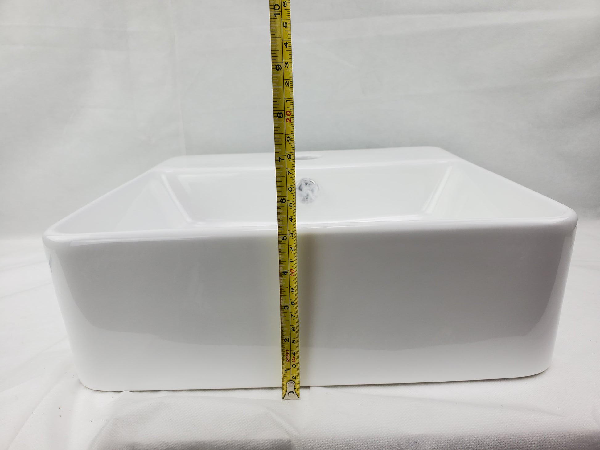 15-in. x 15-in. Square Bathroom Vessel Sink White Enamel Glaze