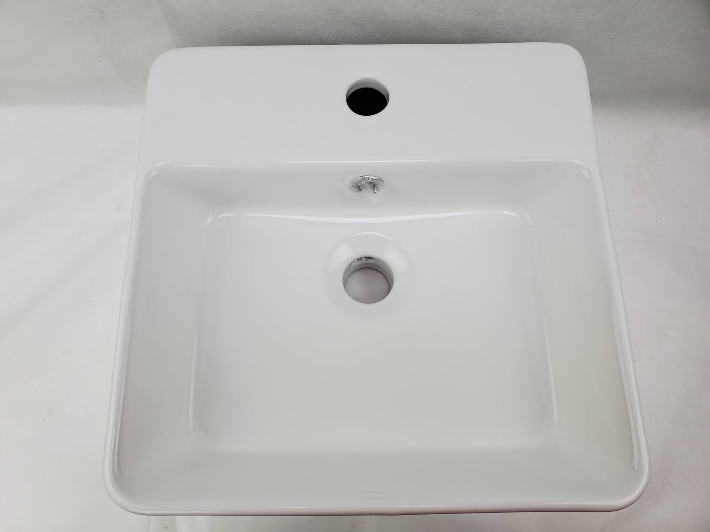 15-in. x 15-in. Square Bathroom Vessel Sink White Enamel Glaze