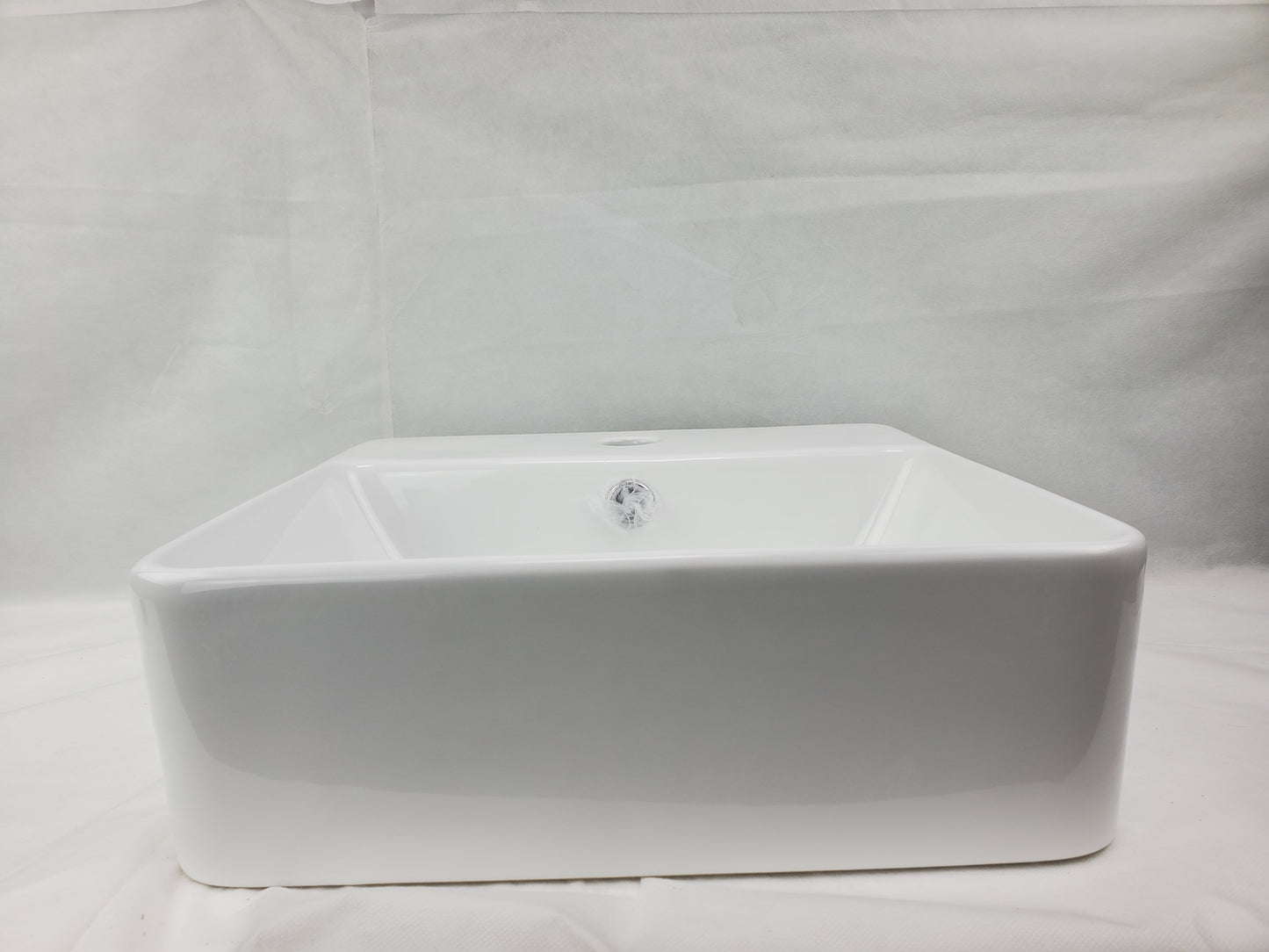 15-in. x 15-in. Square Bathroom Vessel Sink White Enamel Glaze