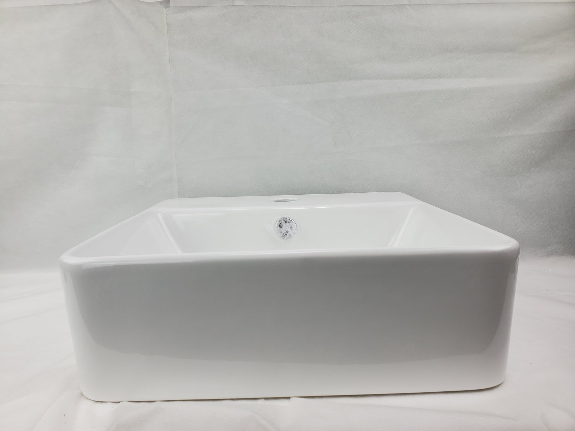 15-in. x 15-in. Square Bathroom Vessel Sink White Enamel Glaze