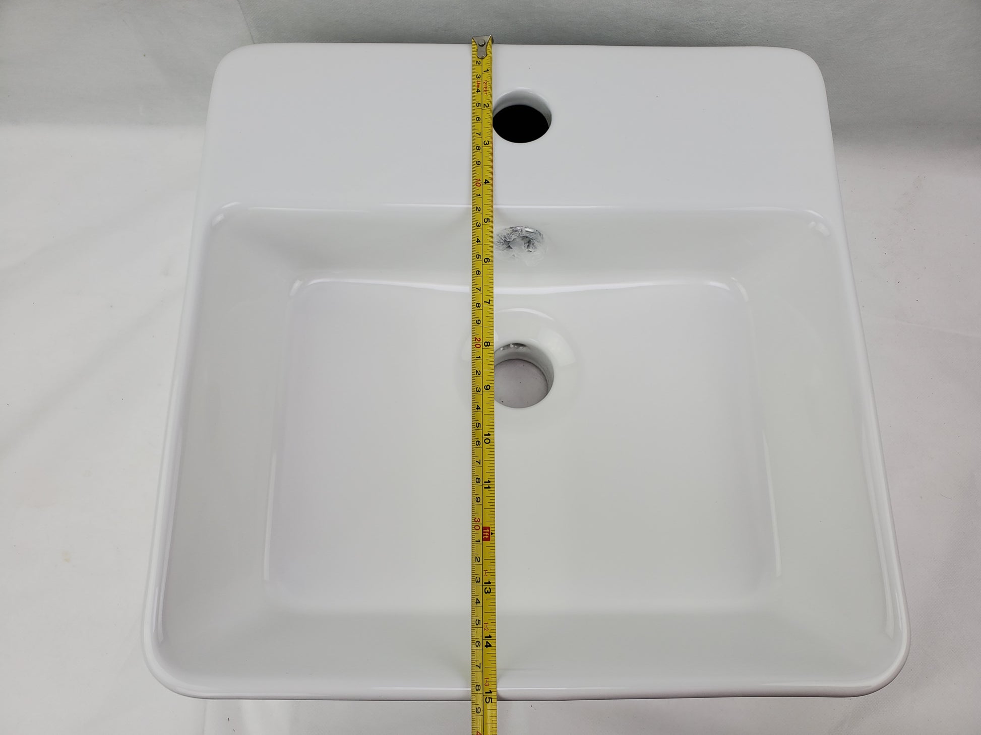 15-in. x 15-in. Square Bathroom Vessel Sink White Enamel Glaze