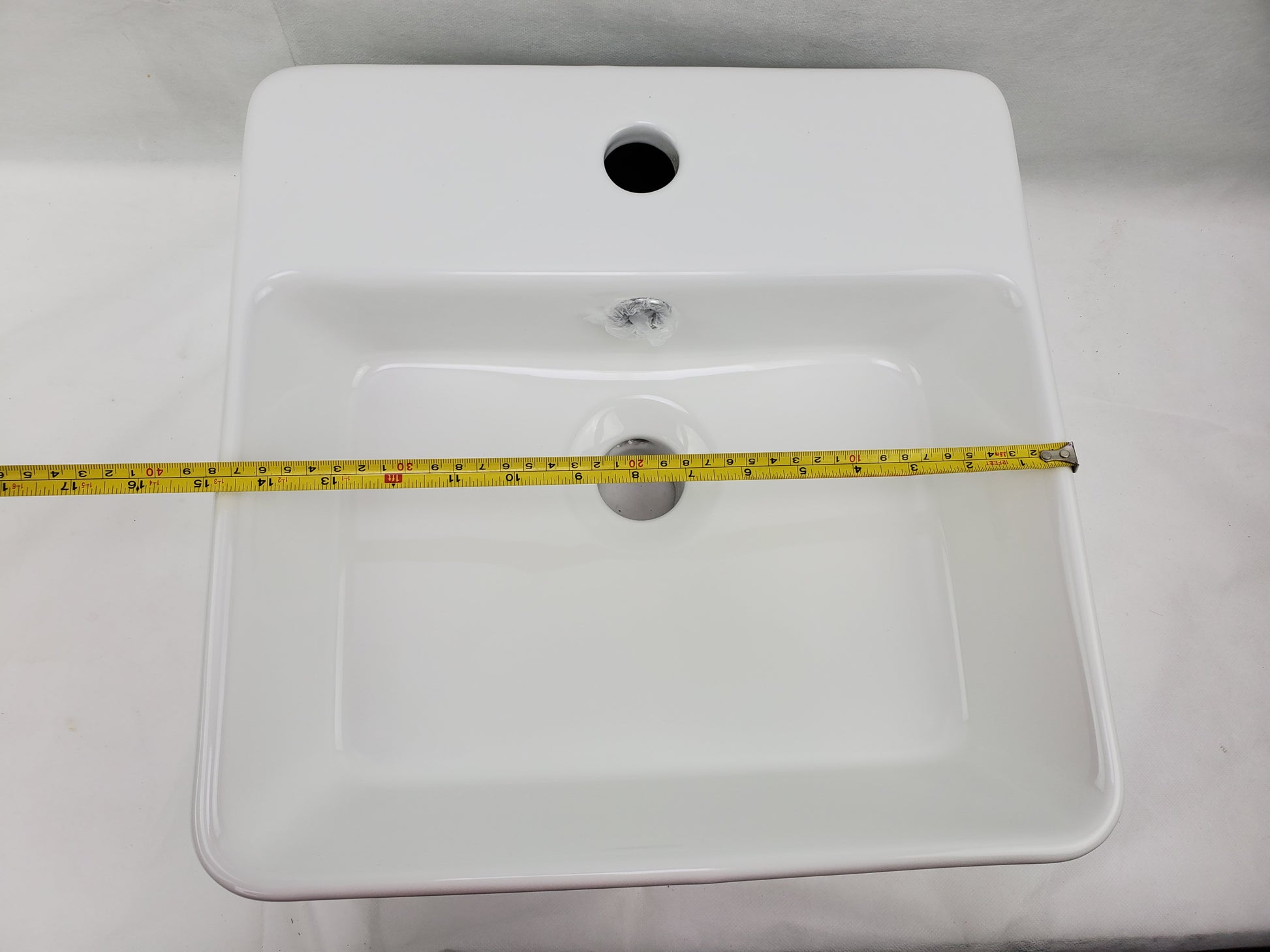 15-in. x 15-in. Square Bathroom Vessel Sink White Enamel Glaze