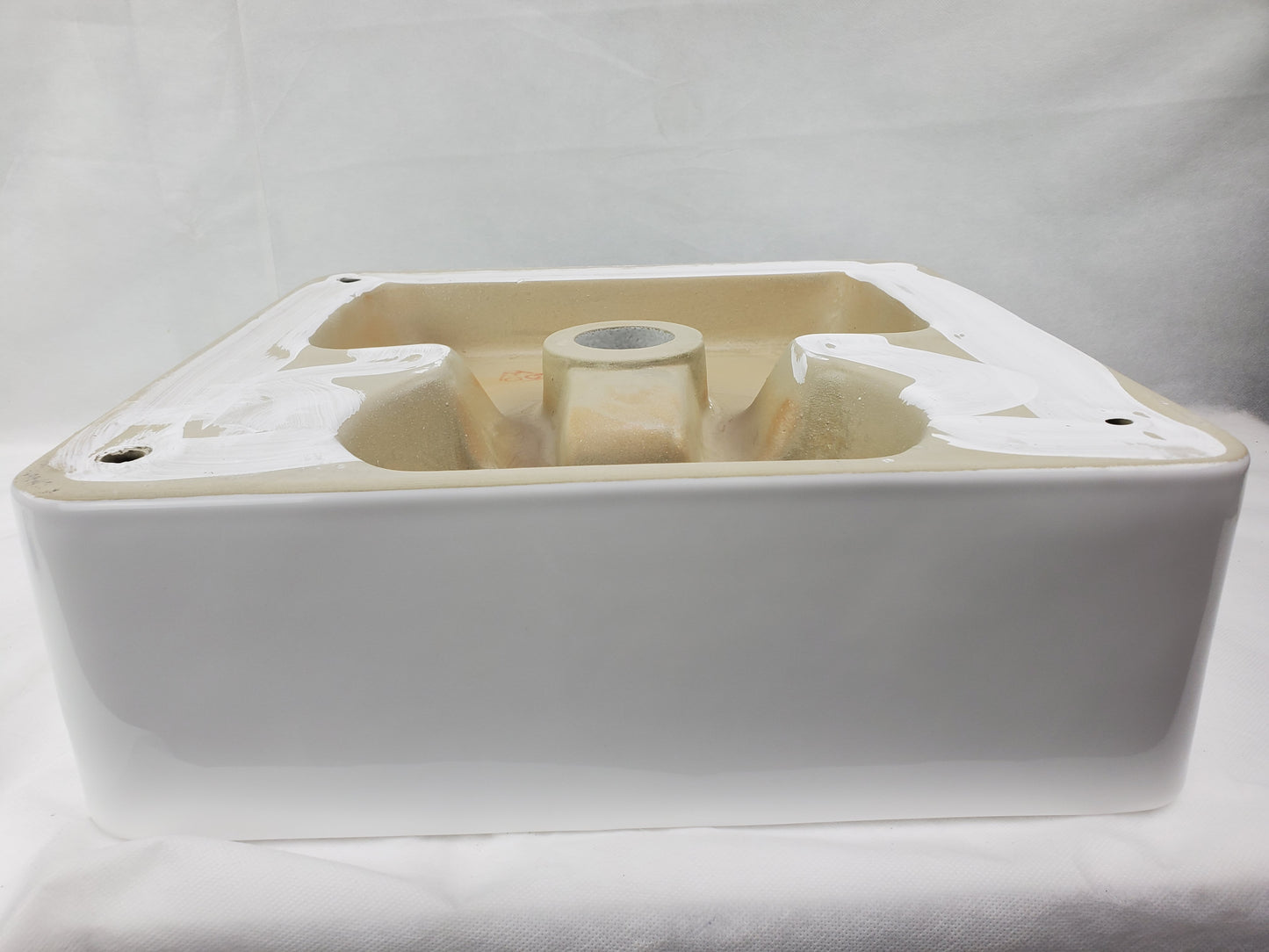 15-in. x 15-in. Square Bathroom Vessel Sink White Enamel Glaze