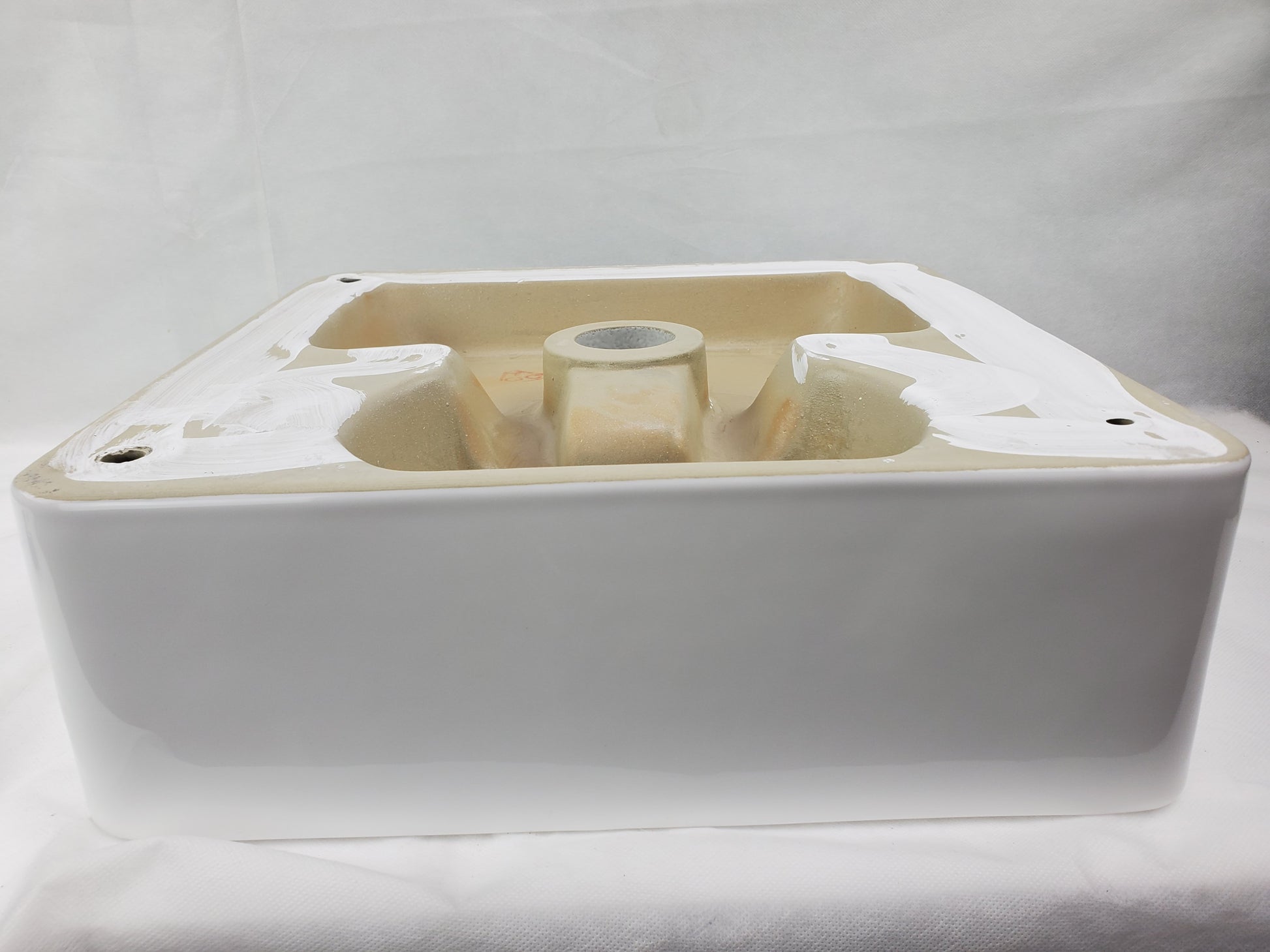 15-in. x 15-in. Square Bathroom Vessel Sink White Enamel Glaze