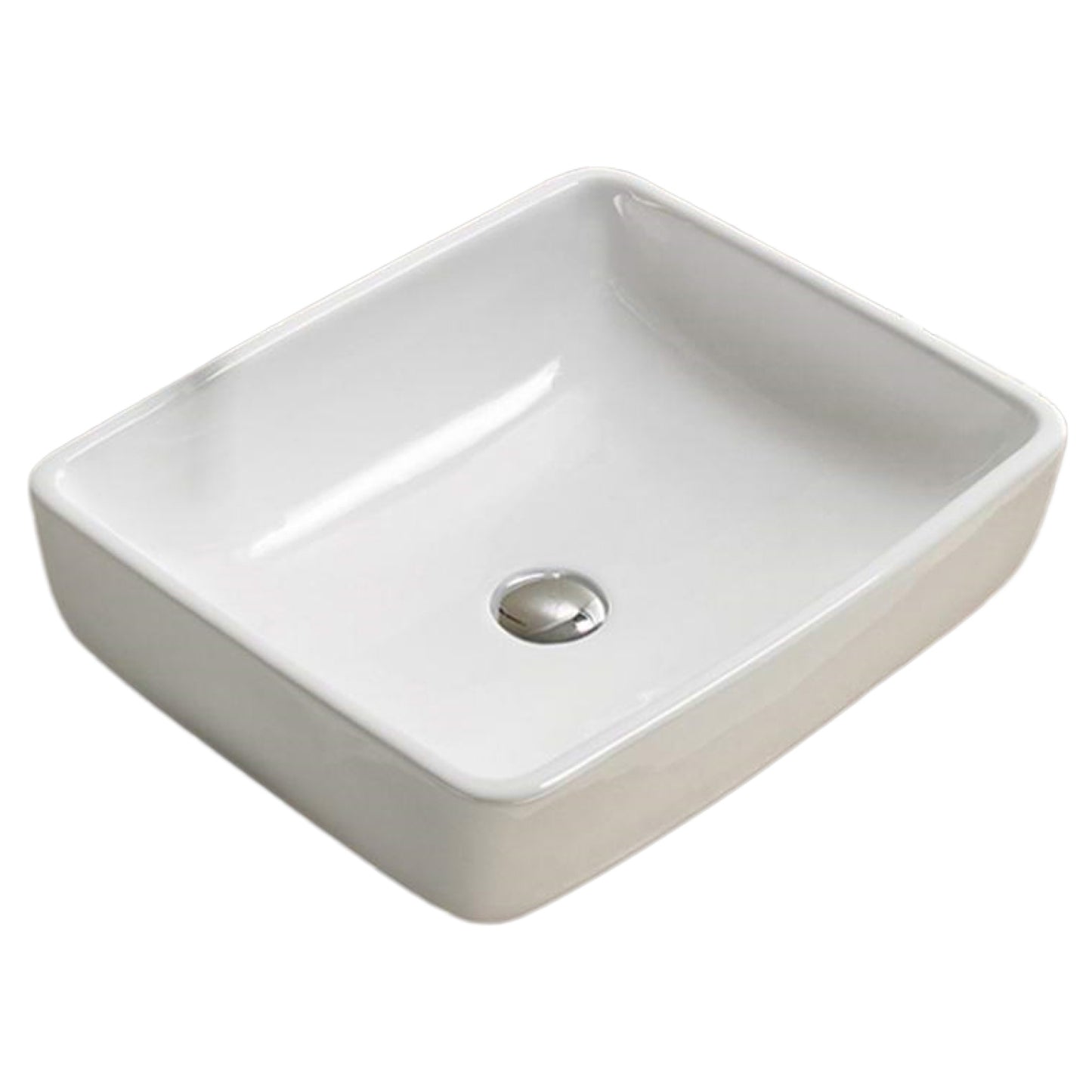 18.7-in. x 15.4-in. Rectangle Bathroom Vessel Sink White Enamel Glaze