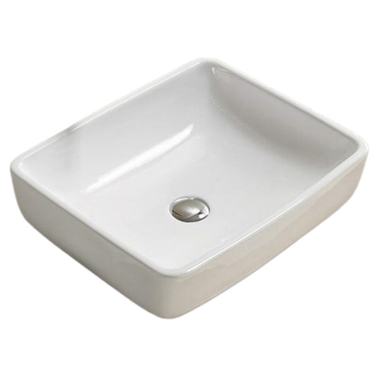 18.7-in. x 15.4-in. Rectangle Bathroom Vessel Sink White Enamel Glaze